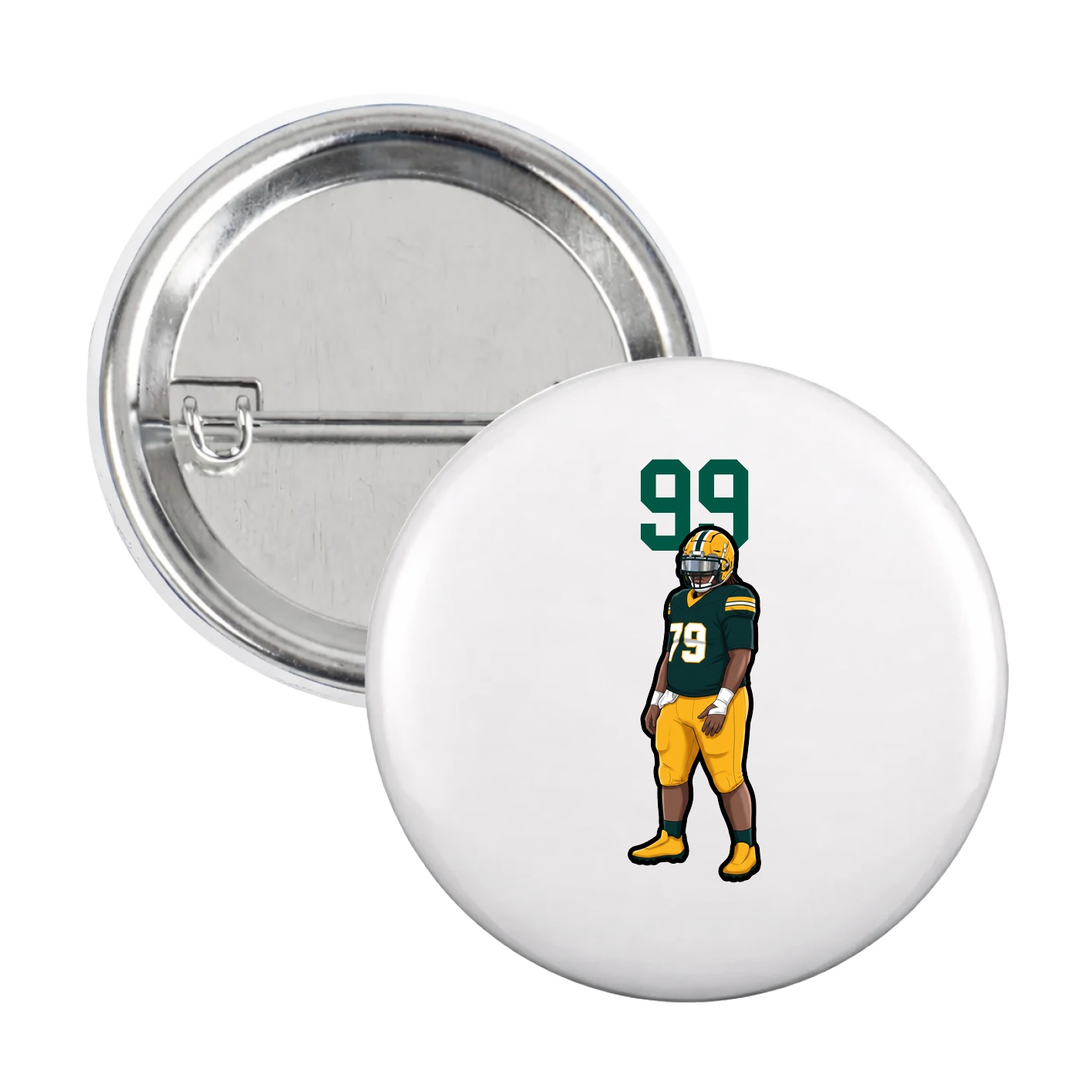 Game Day Button — Number Top in White