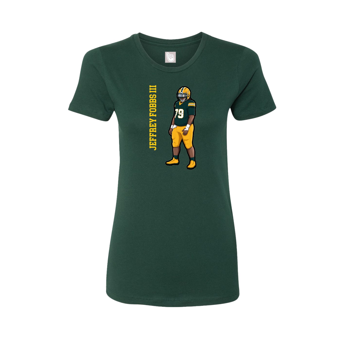 Fitted Women's Tee — Name Vertical in Green