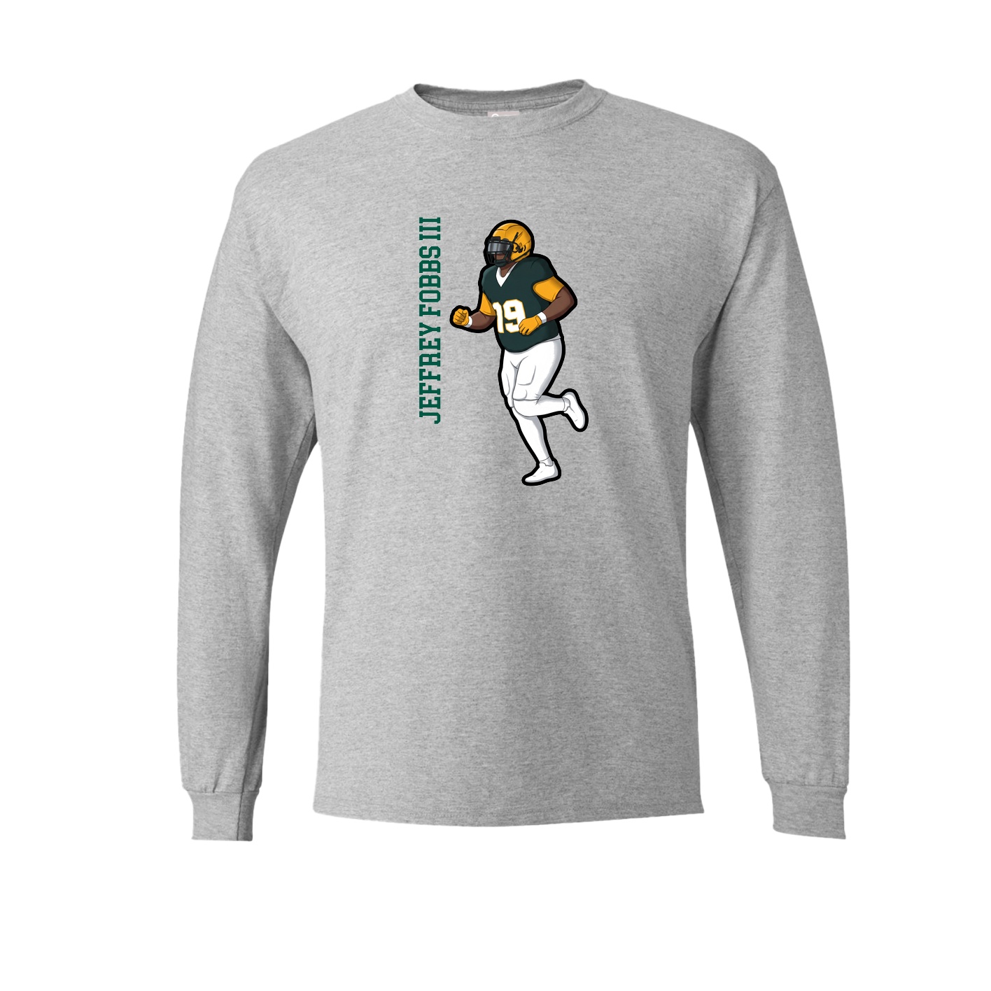 Long Sleeve Tee — Name Vertical in Grey