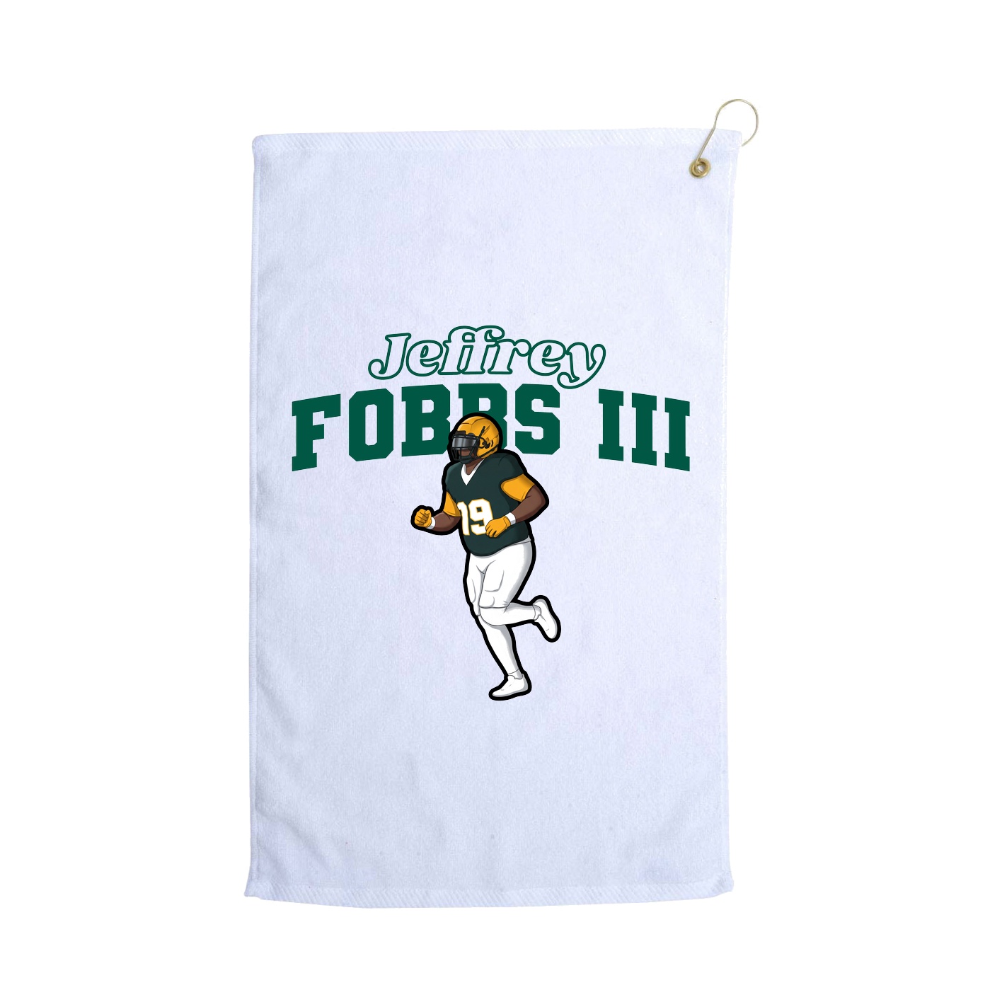 Golf Towel — Name Arch in White