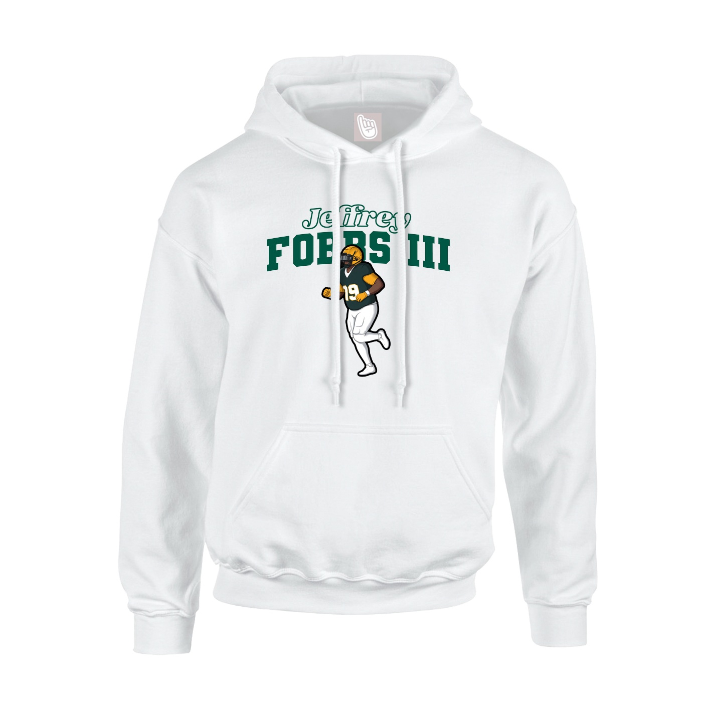 Youth Hoodie — Name Arch in White