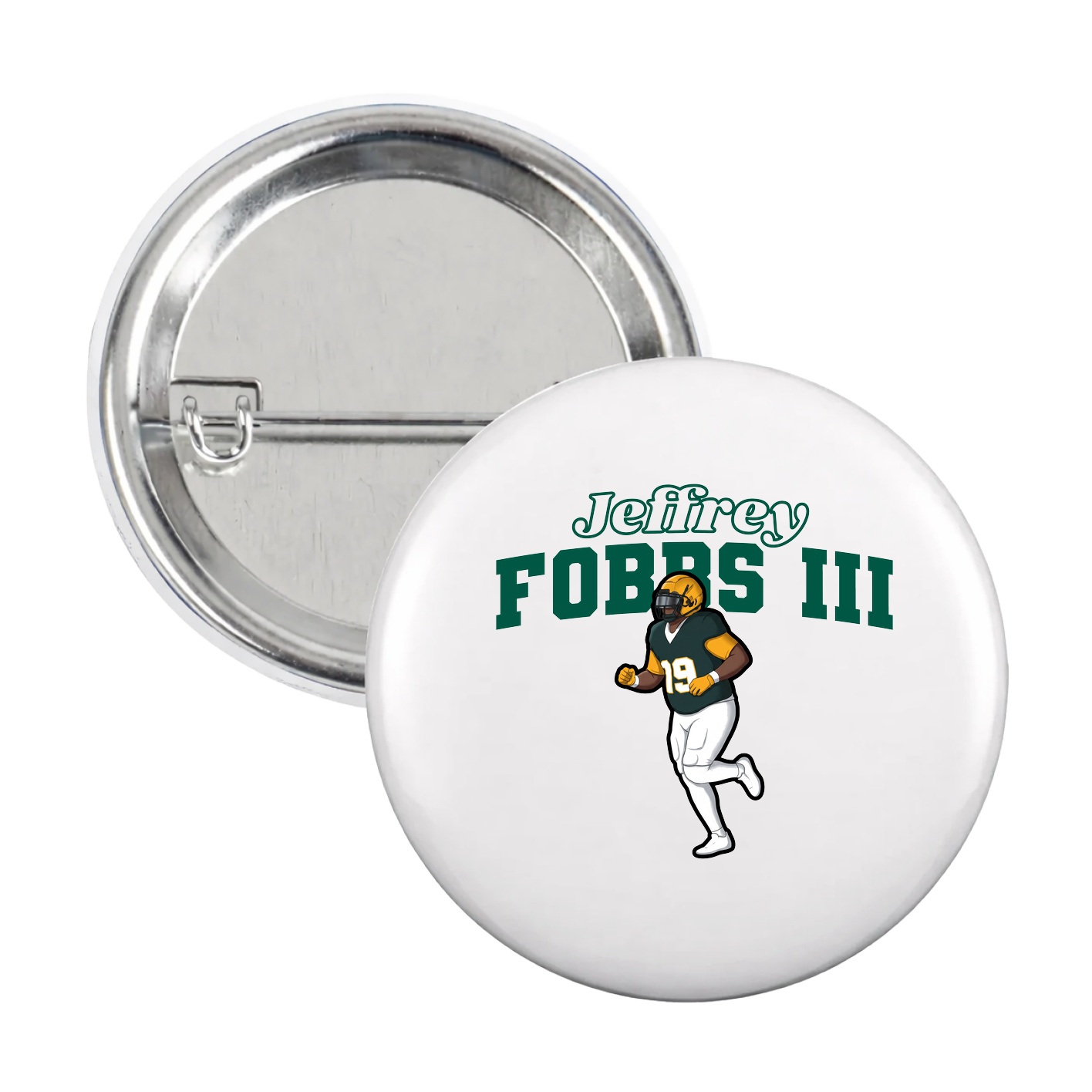 Game Day Button — Name Arch in White