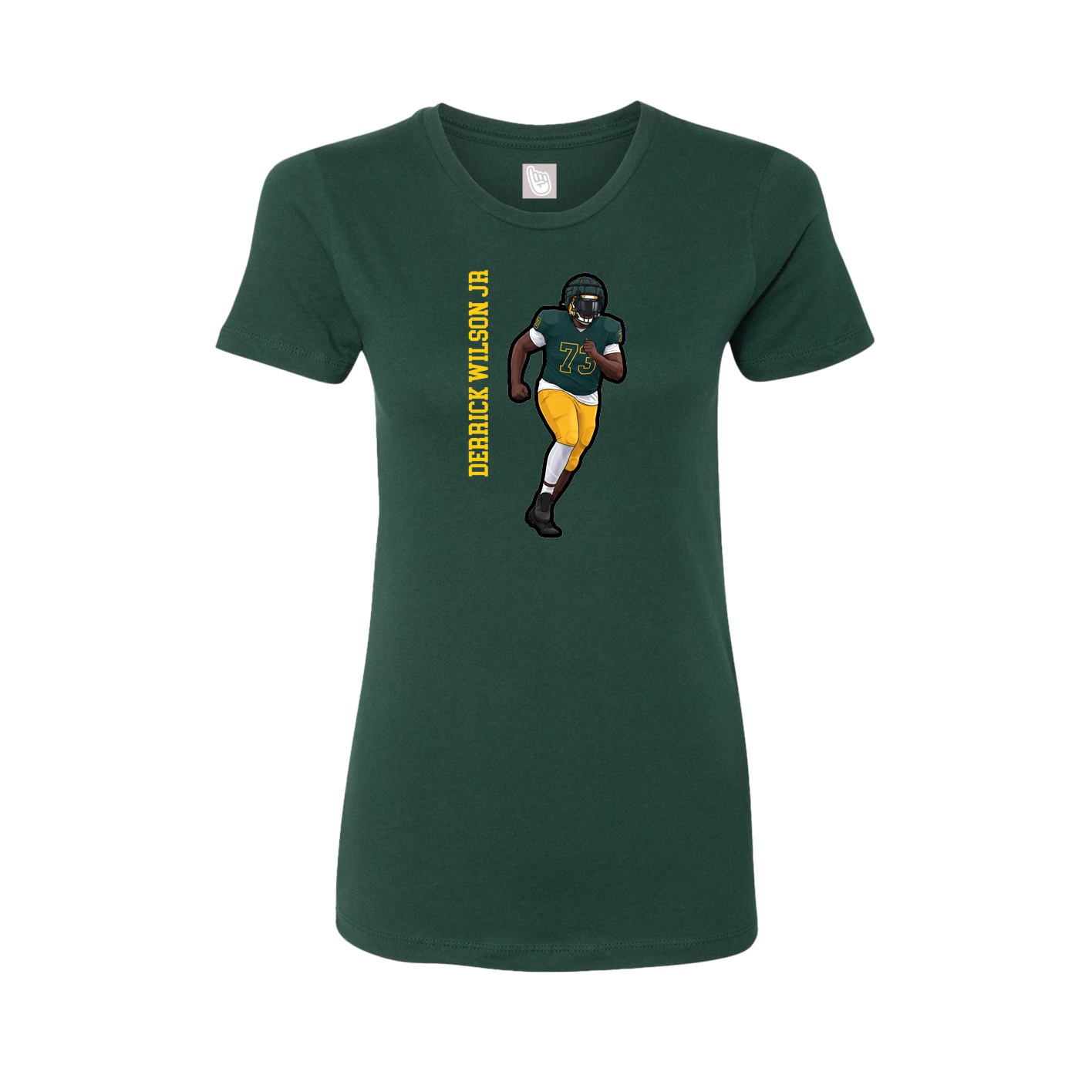 Fitted Women's Tee — Name Vertical in Green