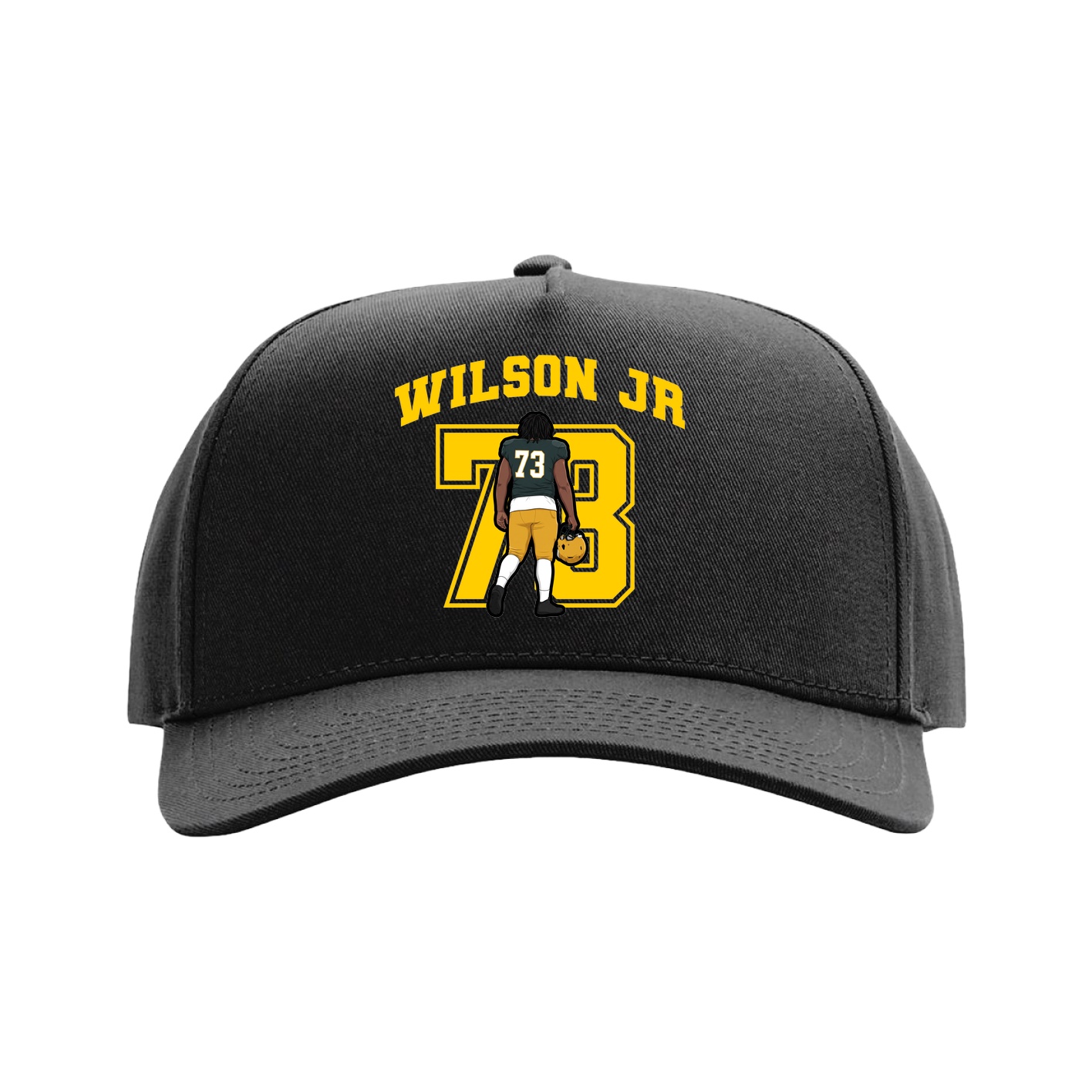 Full Fabric Five-Panel Champ Cap — Number in Black