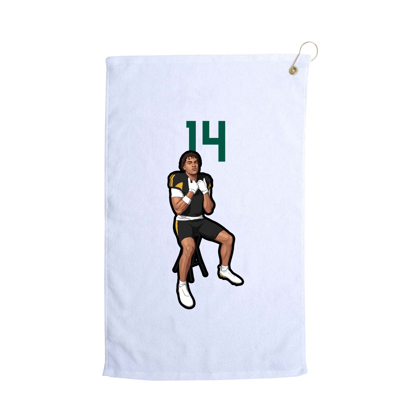 Golf Towel — Number Top in White