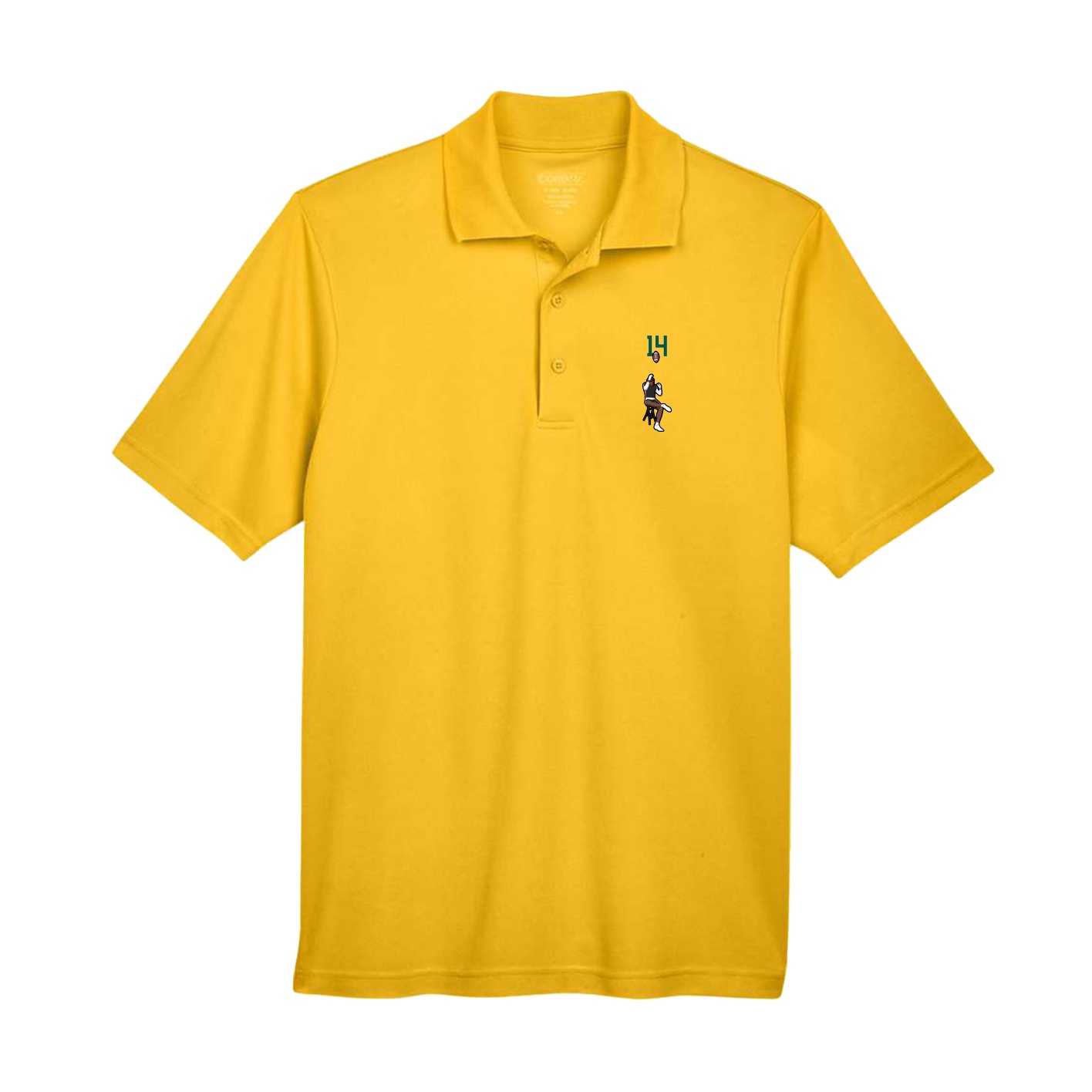 Performance Polo — Number Top in Gold