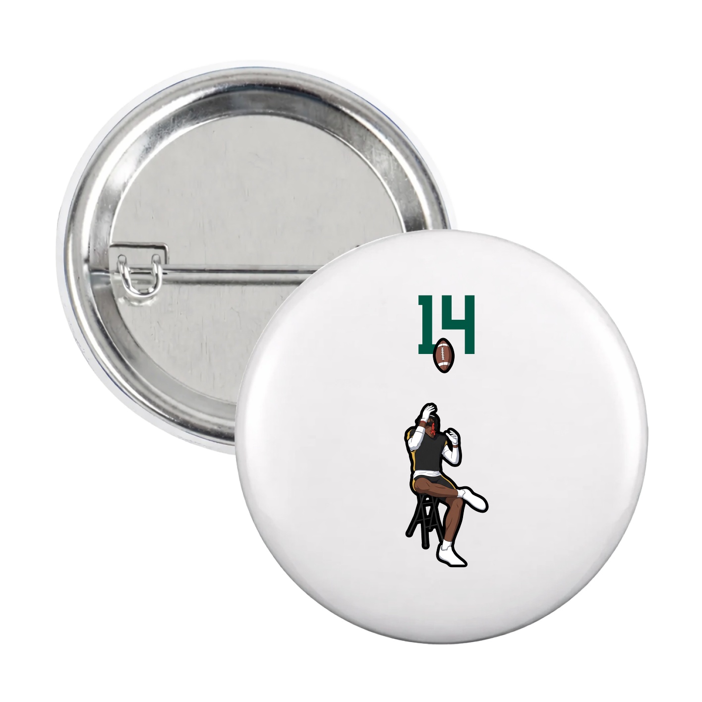 Game Day Button — Number Top in White