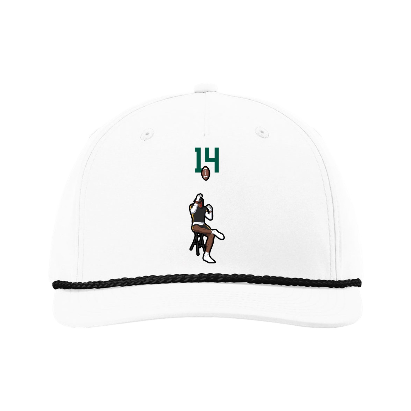 Five-Panel Classic Rope Cap — Number Top in White