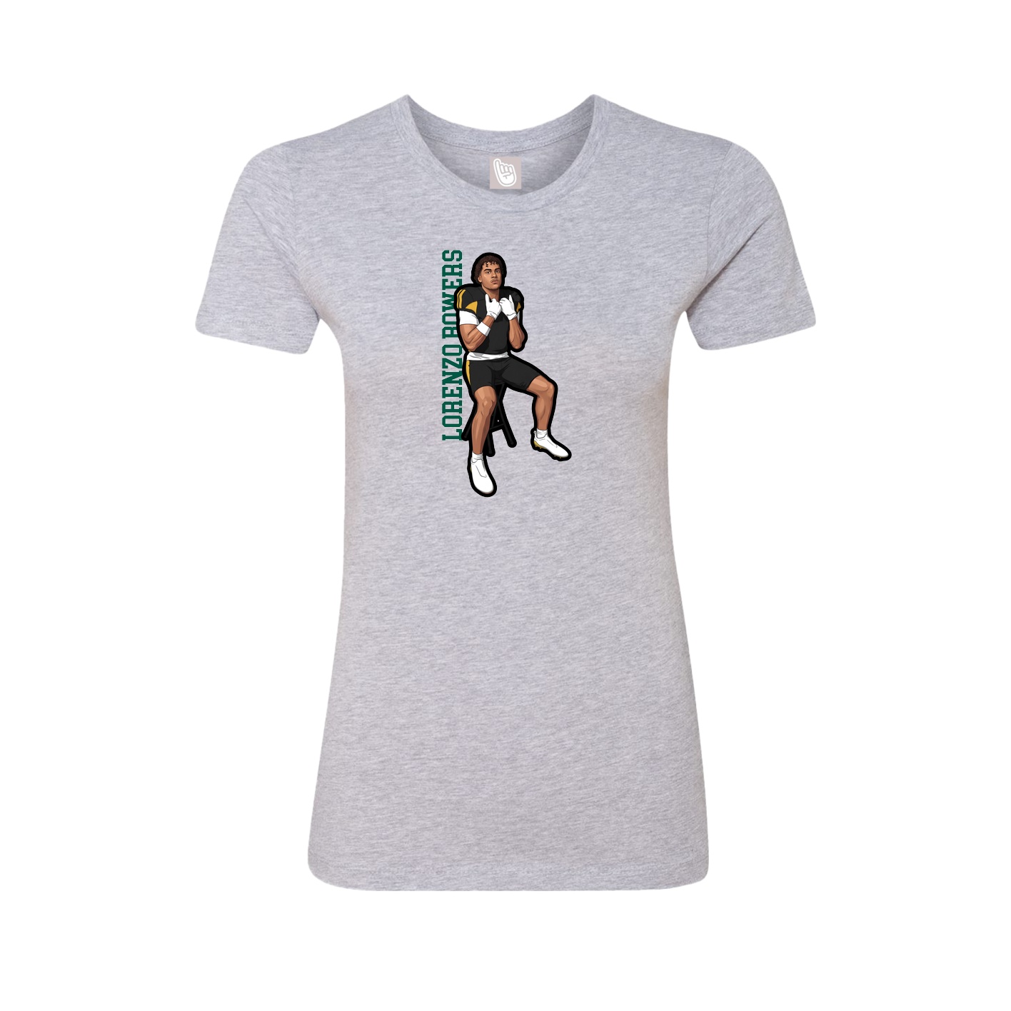 Fitted Women's Tee — Name Vertical in Grey