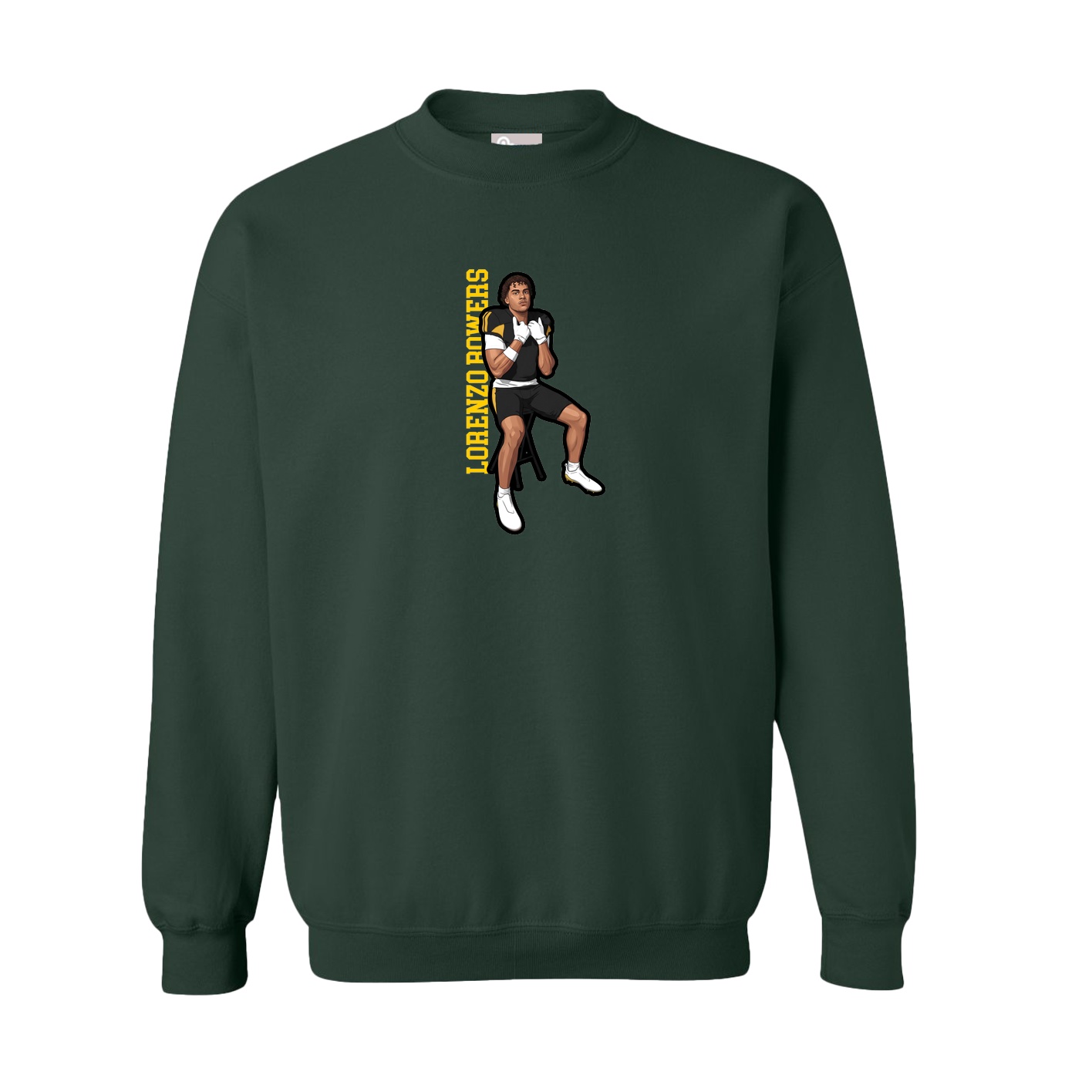 Fleece Crew — Name Vertical in Green