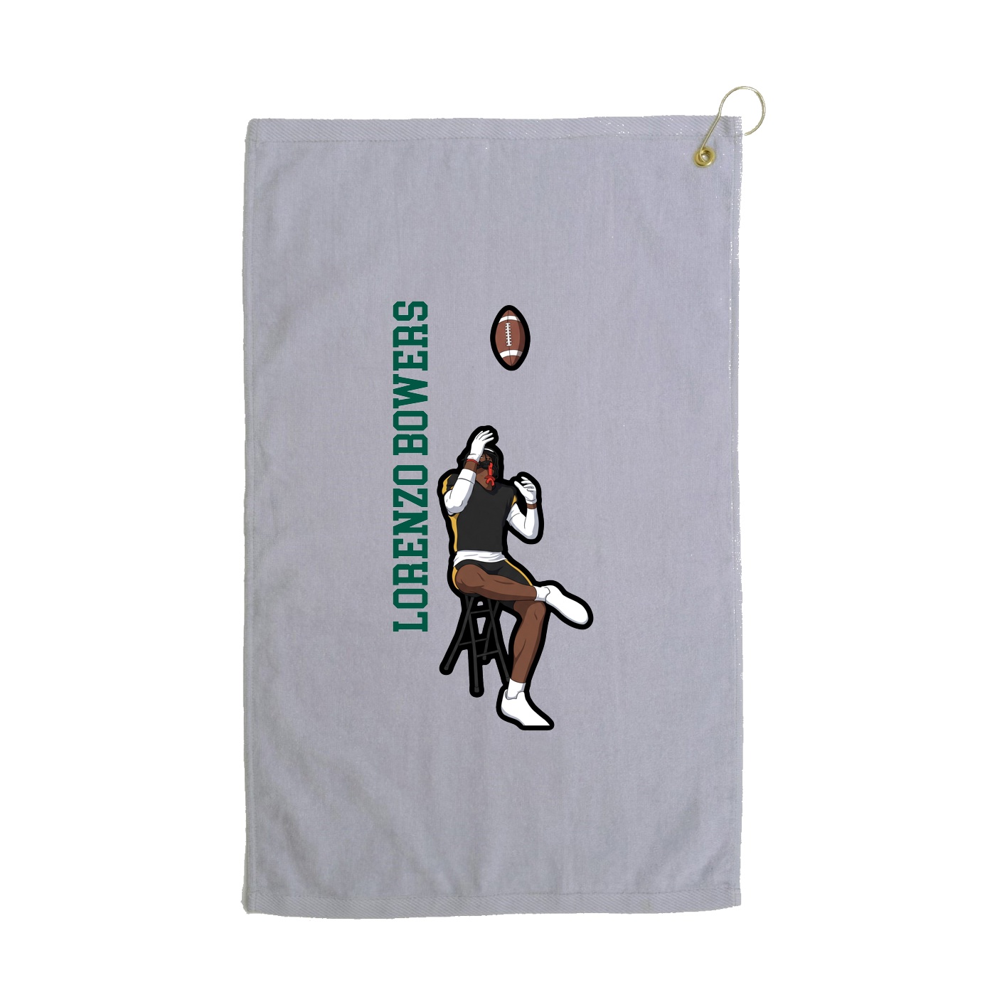 Golf Towel — Name Vertical in Grey