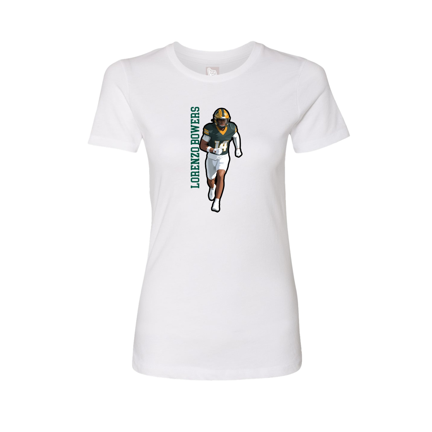 Fitted Women's Tee — Name Vertical in White