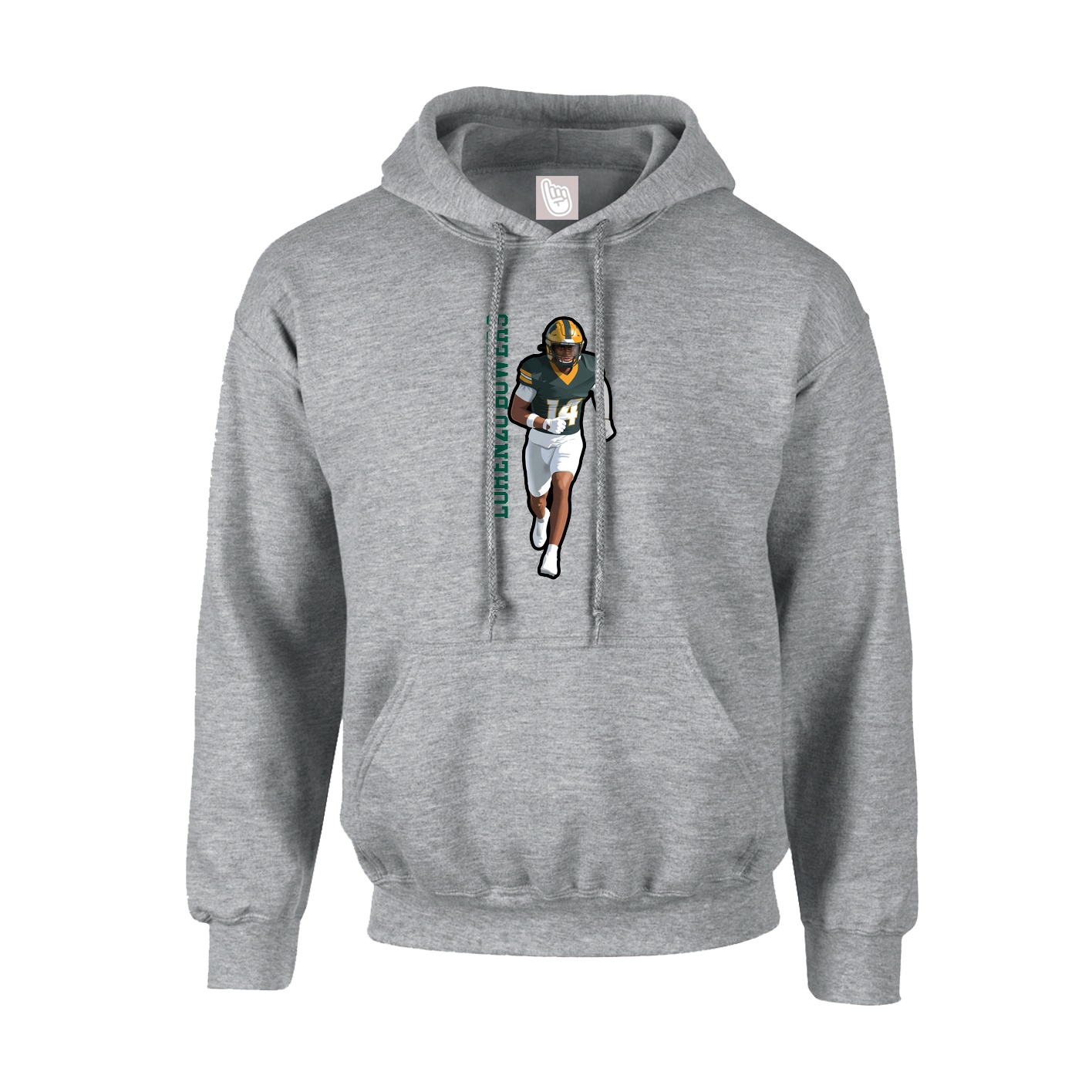 Hoodie — Name Vertical in Grey