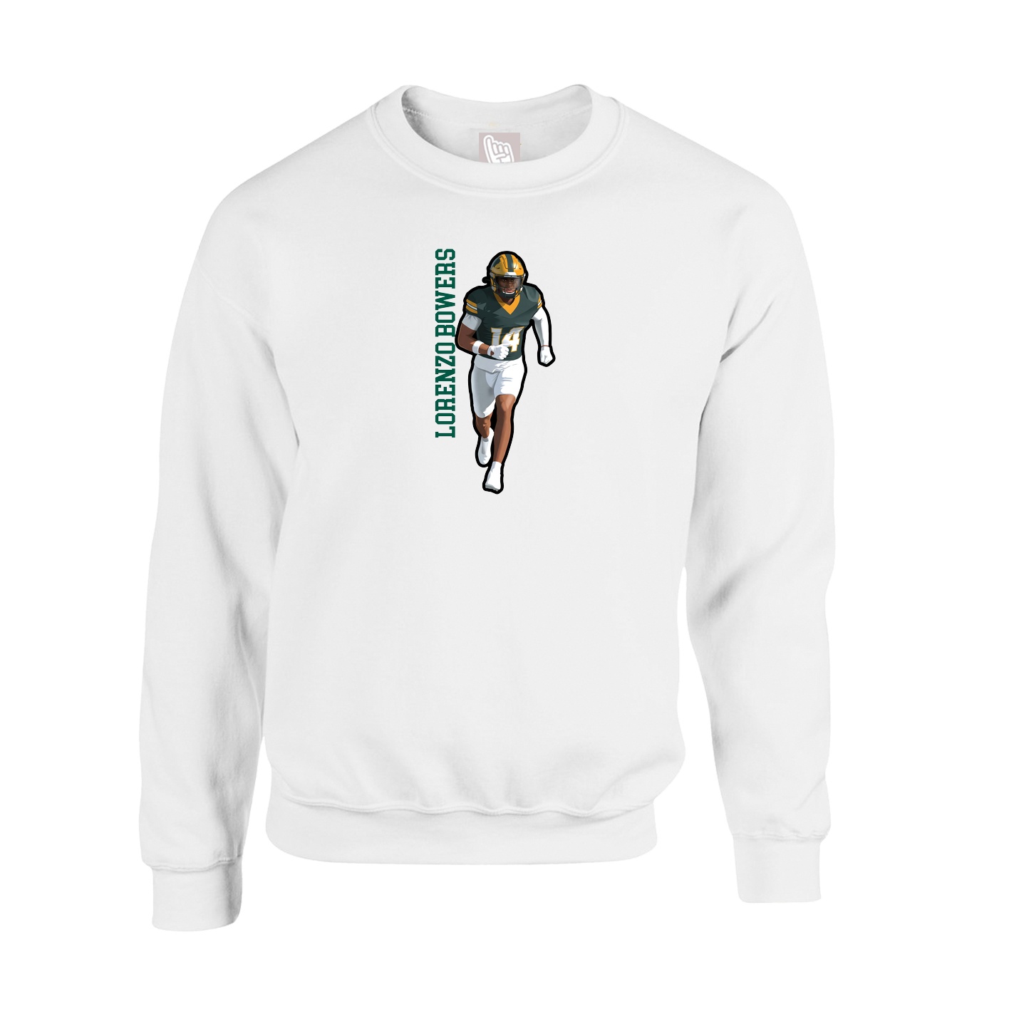 Fleece Crew — Name Vertical in White