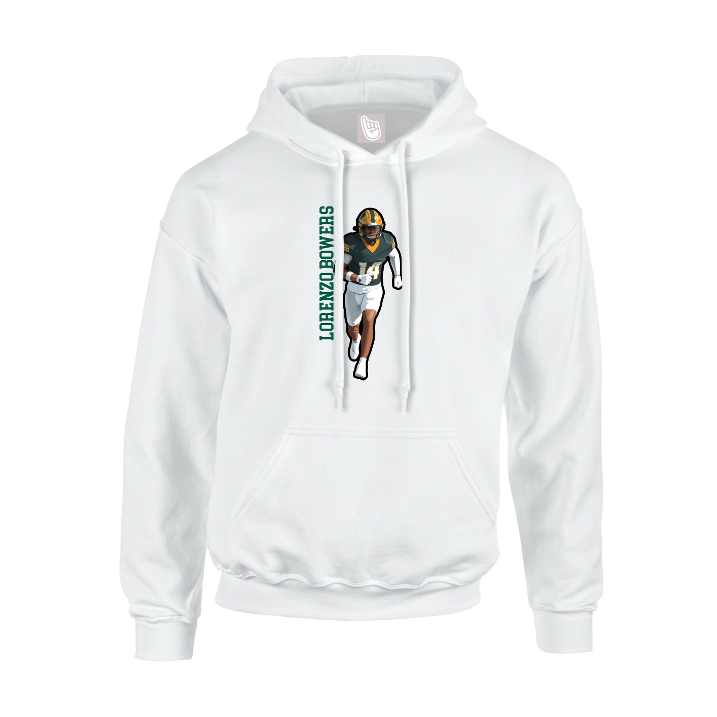 Youth Hoodie — Name Vertical in White