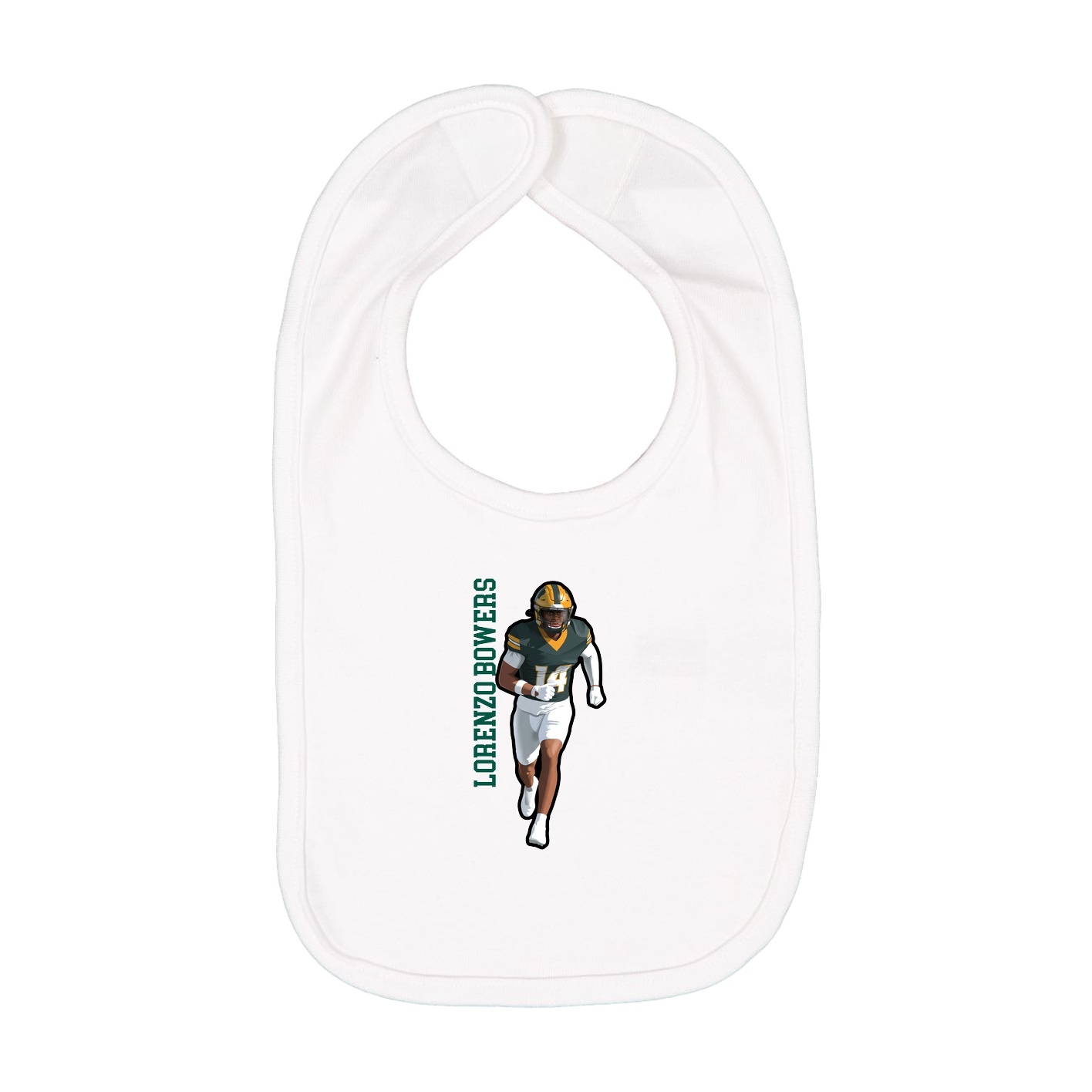 Infant Bib — Name Vertical in White