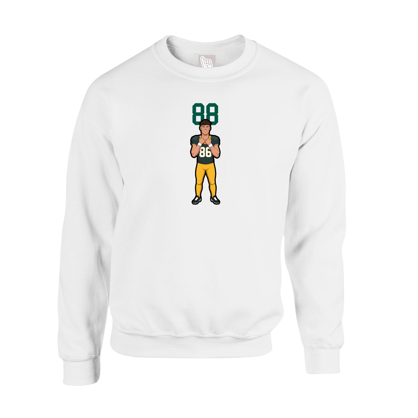 Fleece Crew — Number Top in White