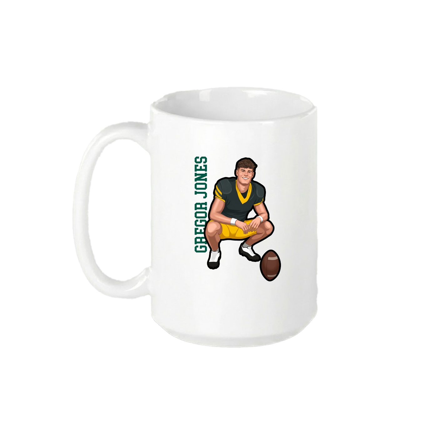 15oz Coffee Mug — Name Vertical in White