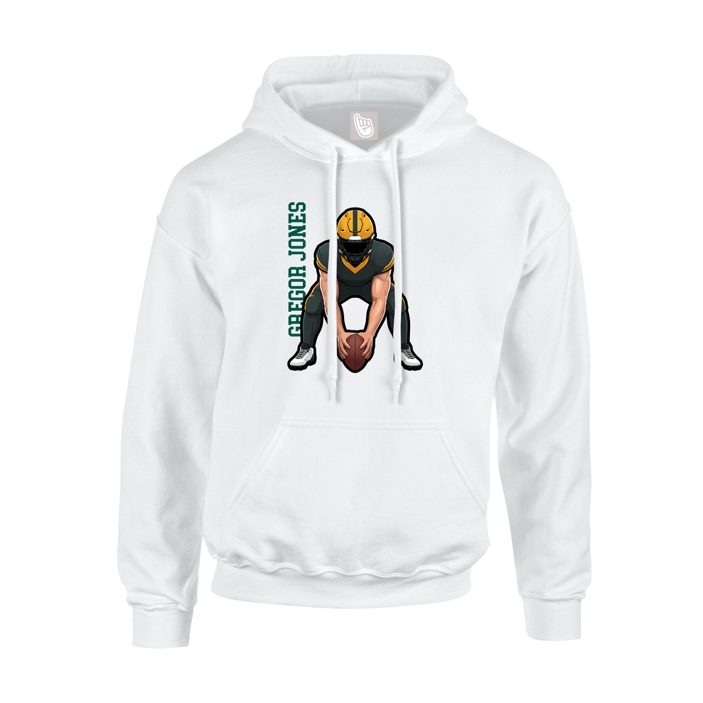 Youth Hoodie — Name Vertical in White