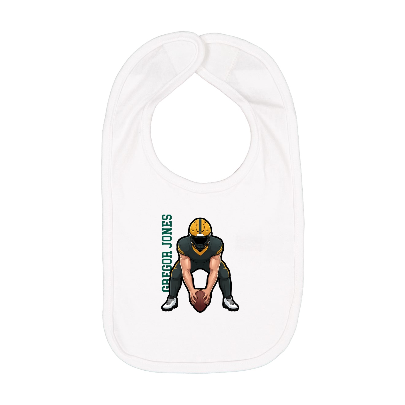 Infant Bib — Name Vertical in White