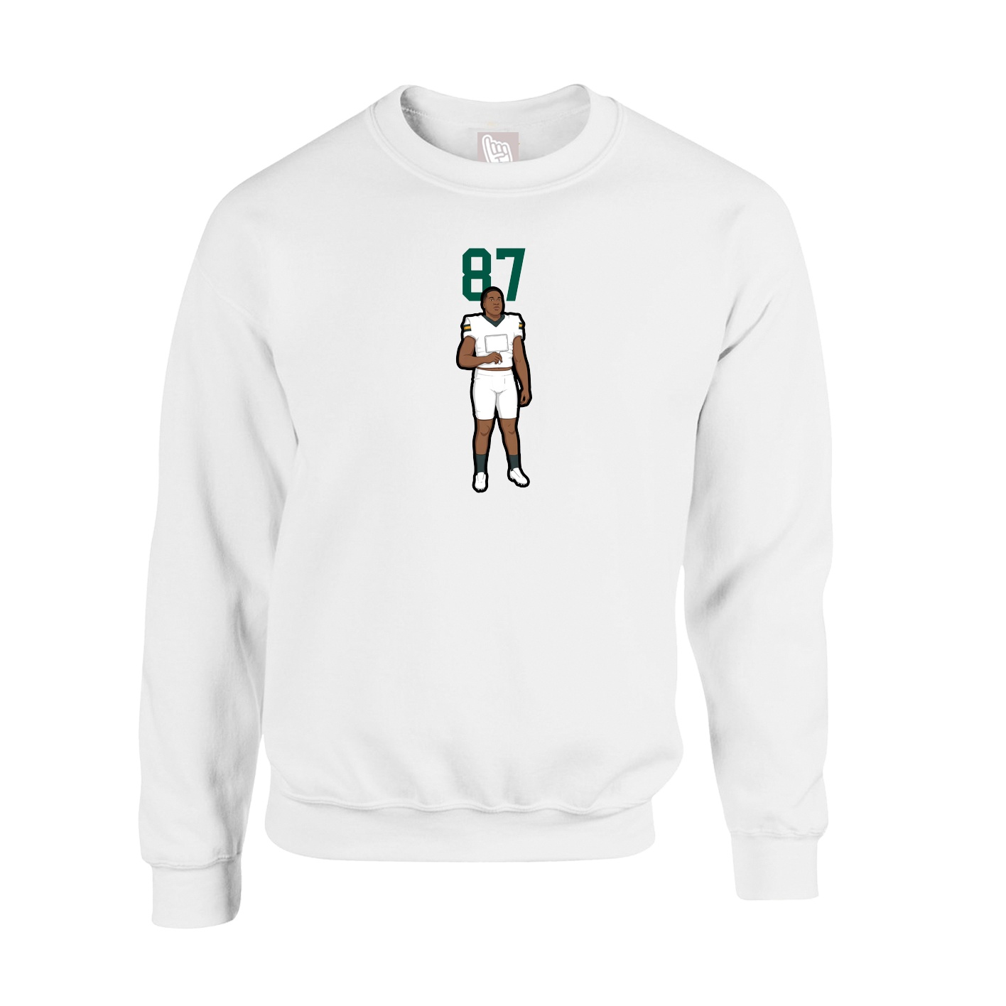 Fleece Crew — Number Top in White