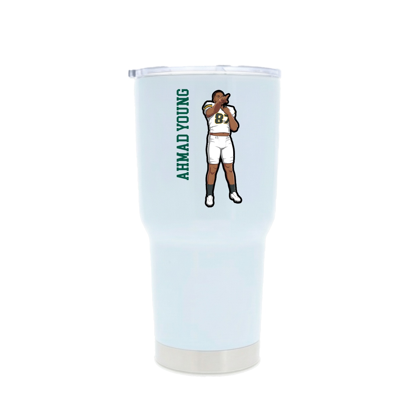 30oz Stainless Steel Tumbler — Name Vertical in White