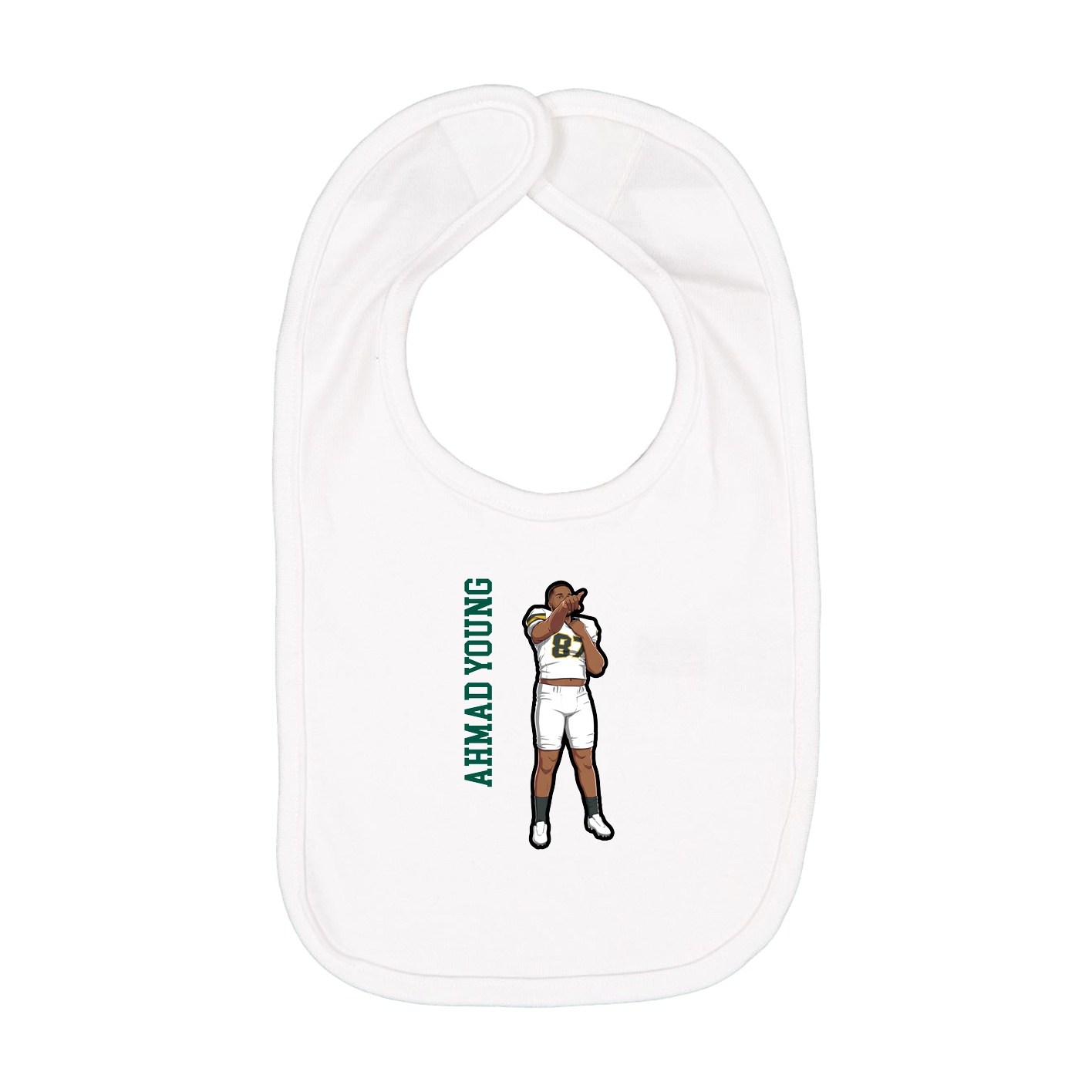 Infant Bib — Name Vertical in White