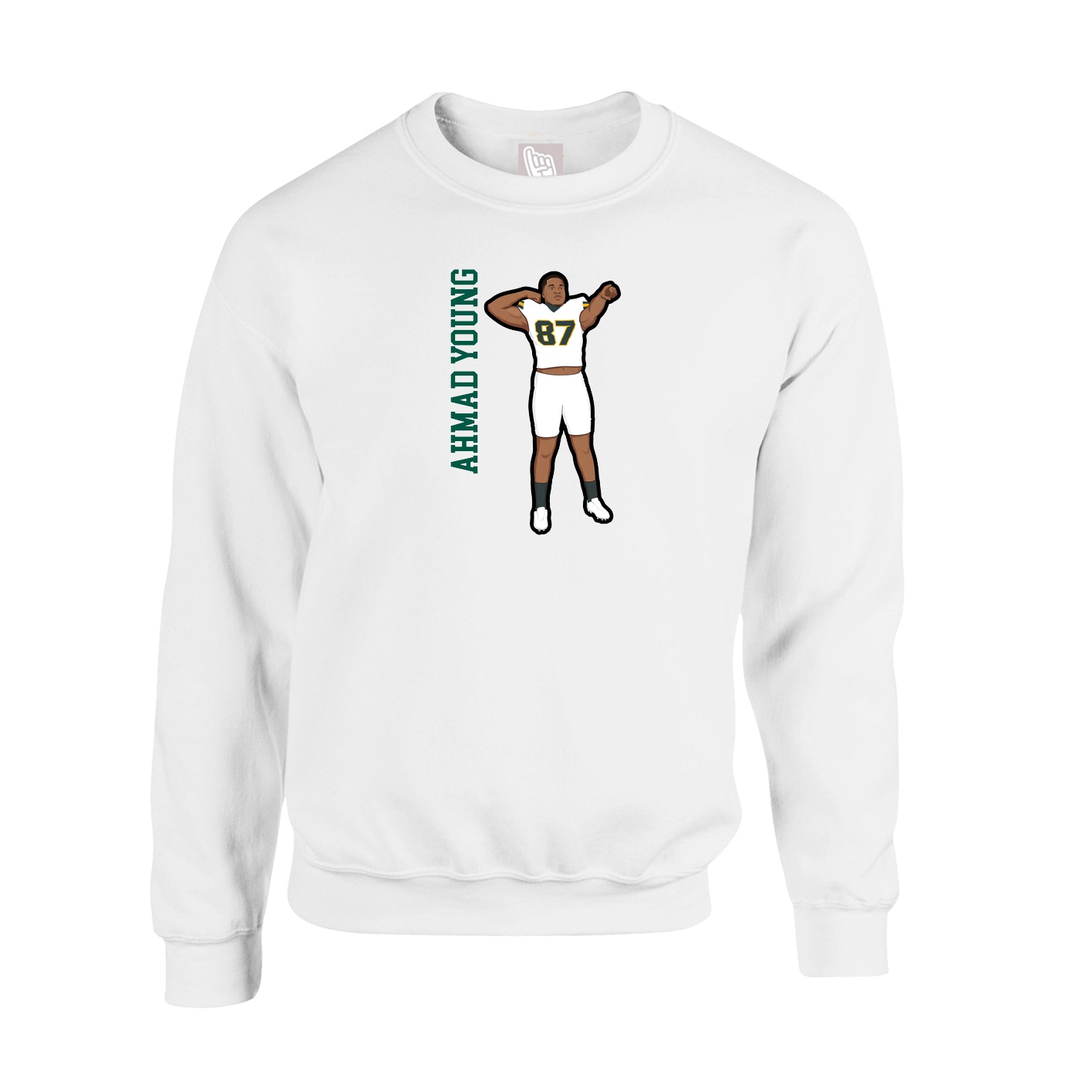 Fleece Crew — Name Vertical in White