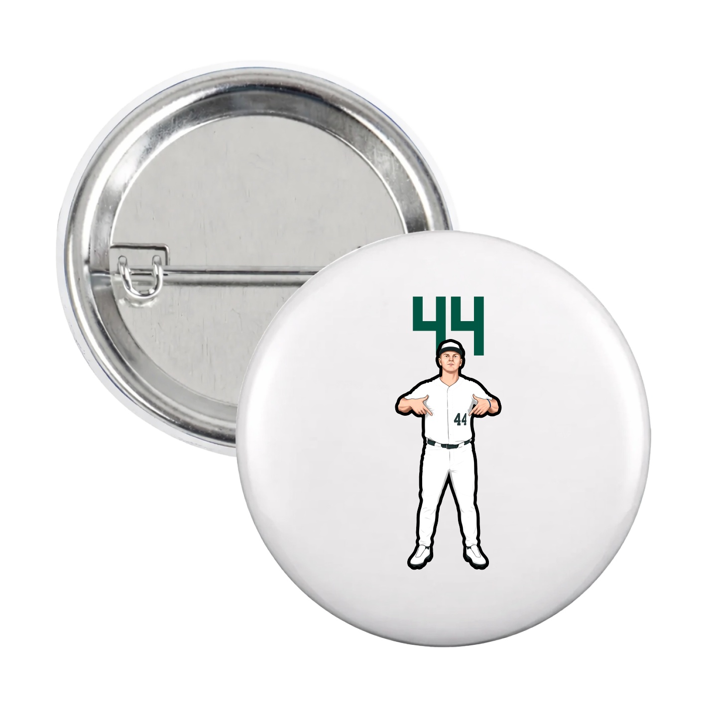 Game Day Button — Number Top in White