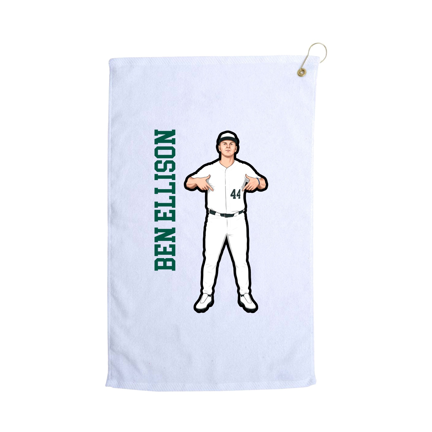 Golf Towel — Name Vertical in White