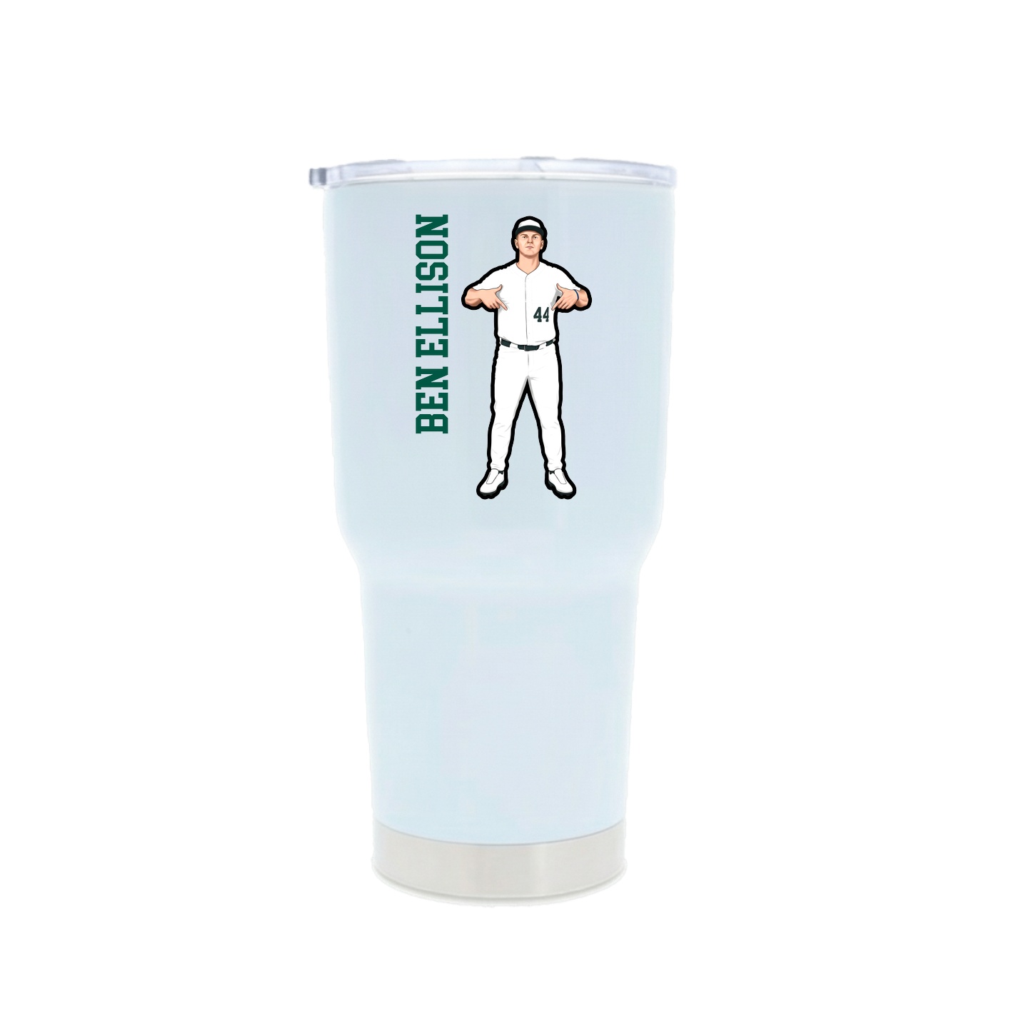 30oz Stainless Steel Tumbler — Name Vertical in White