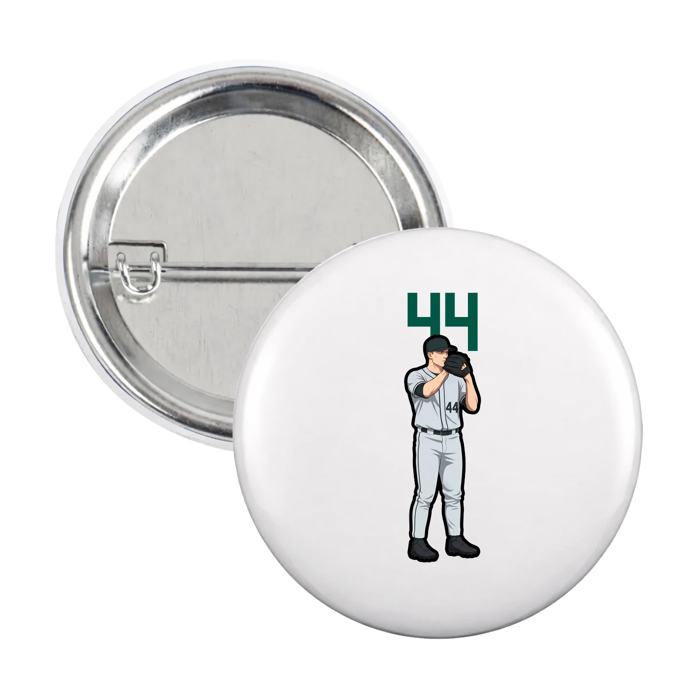 Game Day Button — Number Top in White