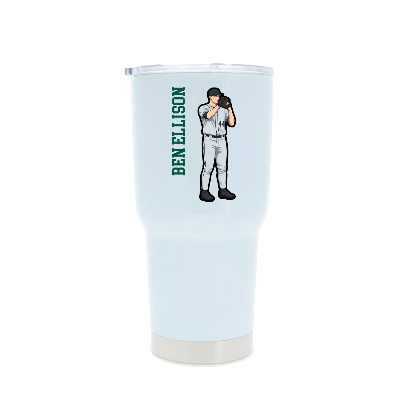30oz Stainless Steel Tumbler — Name Vertical in White