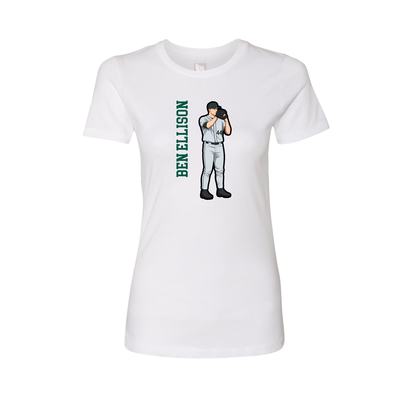 Fitted Women's Tee — Name Vertical in White