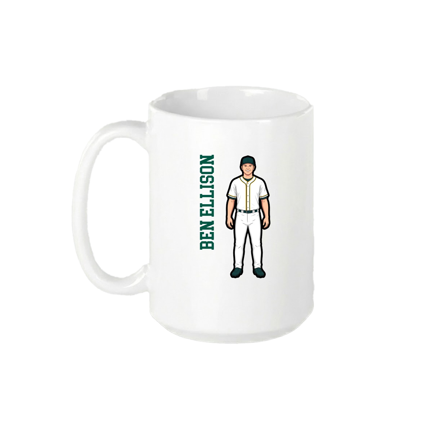 15oz Coffee Mug — Name Vertical in White