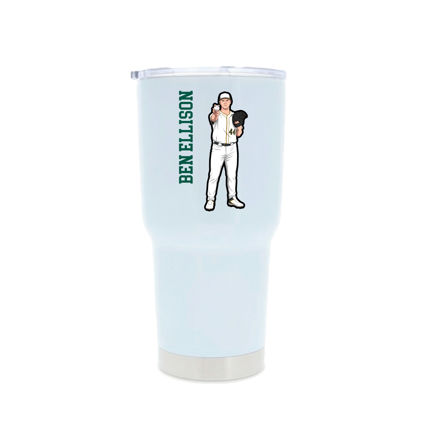 30oz Stainless Steel Tumbler — Name Vertical in White
