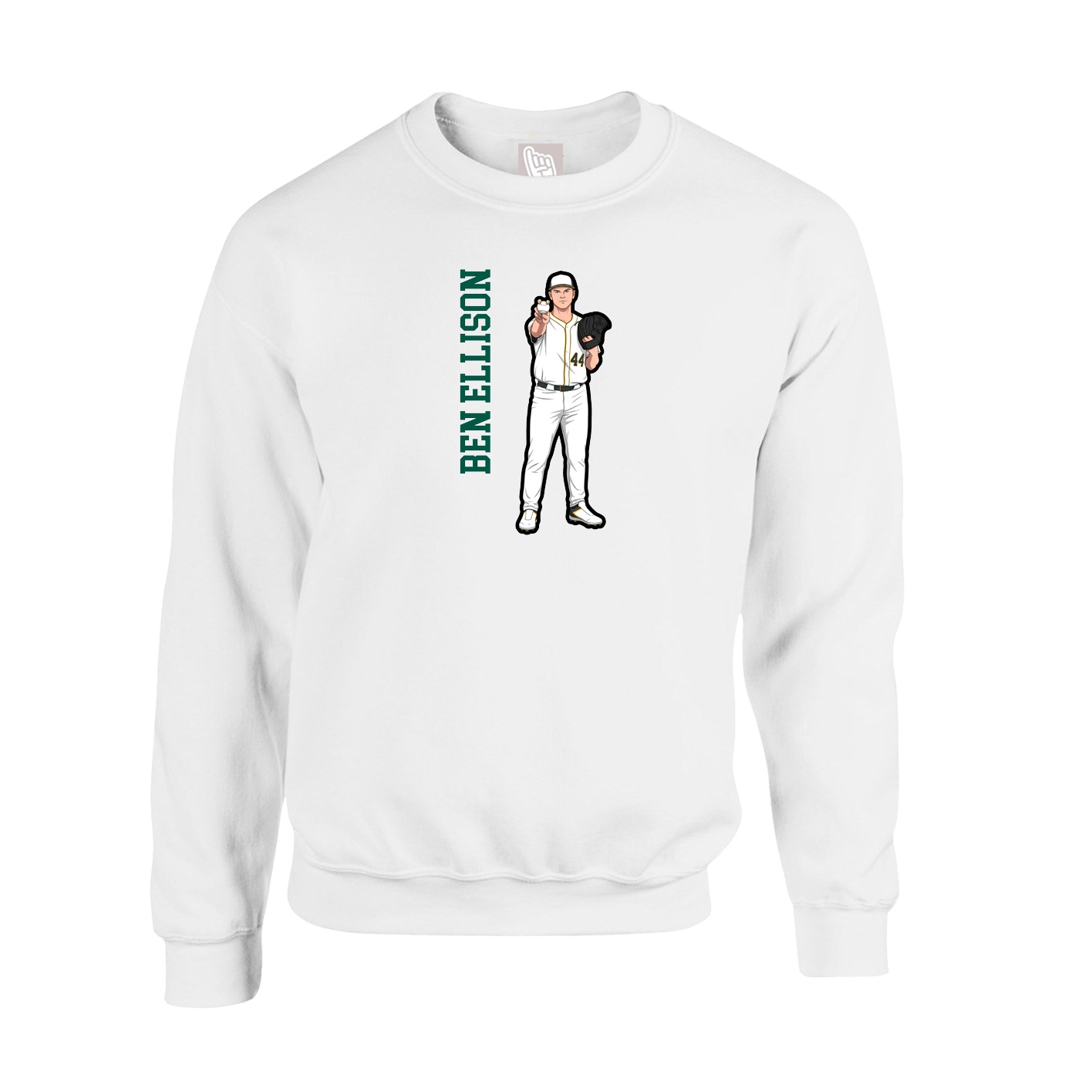Fleece Crew — Name Vertical in White