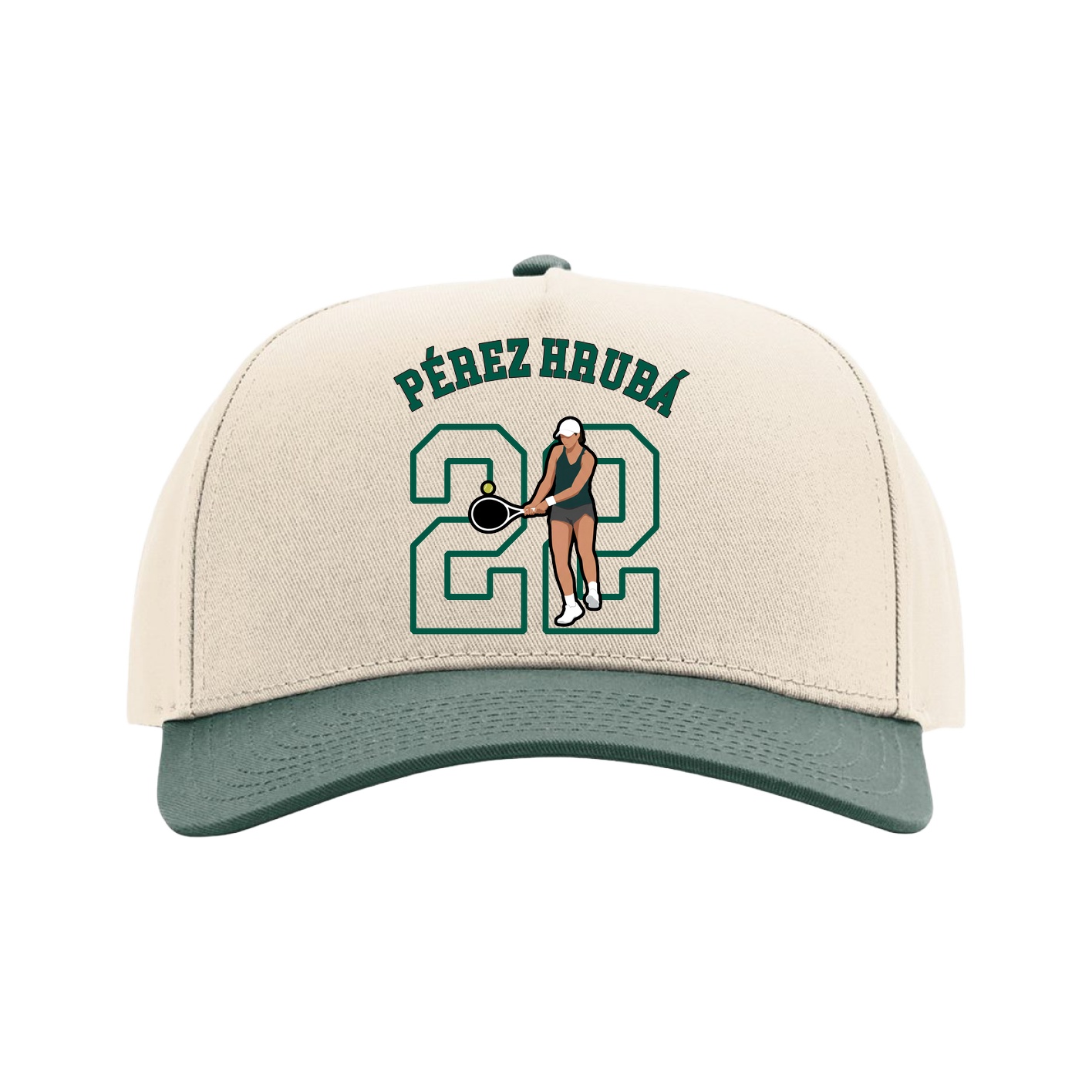 Full Fabric Five-Panel Champ Cap — Shirsey Arch in Cream/Green