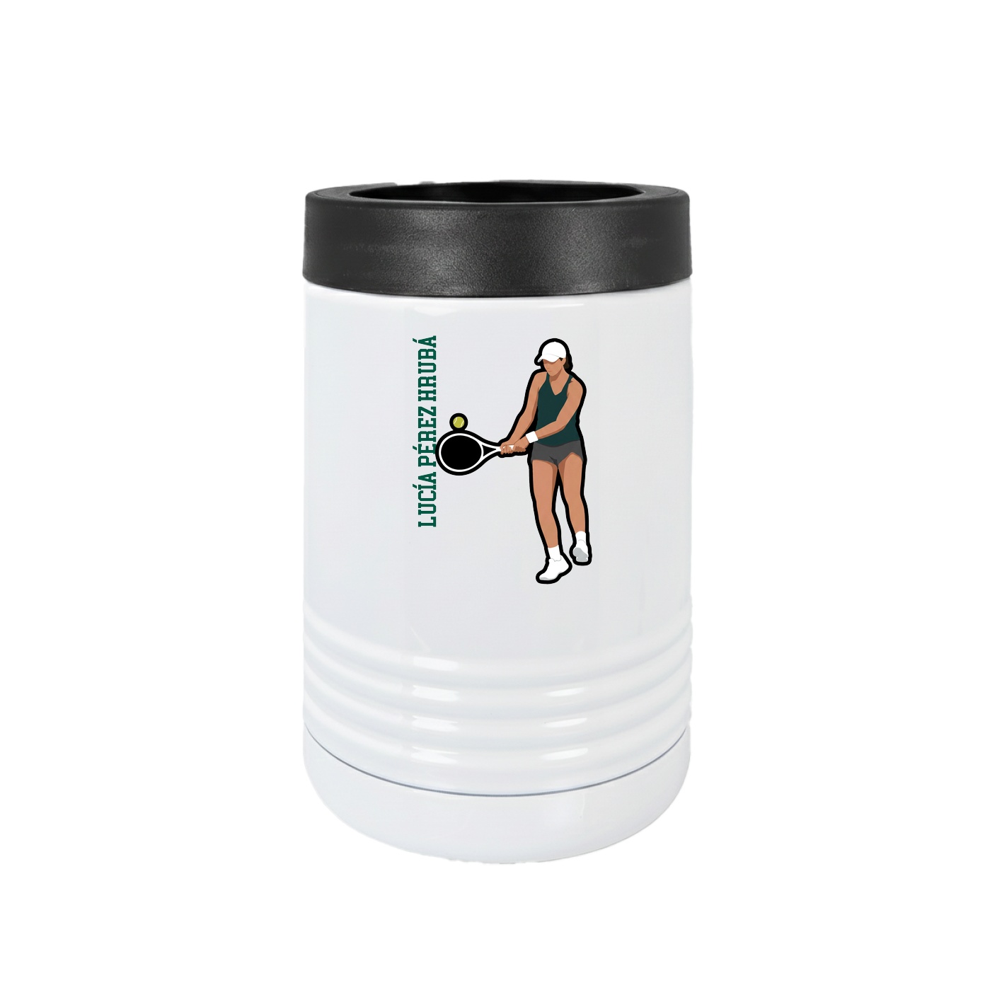 Beverage Holder — Name Vertical in White