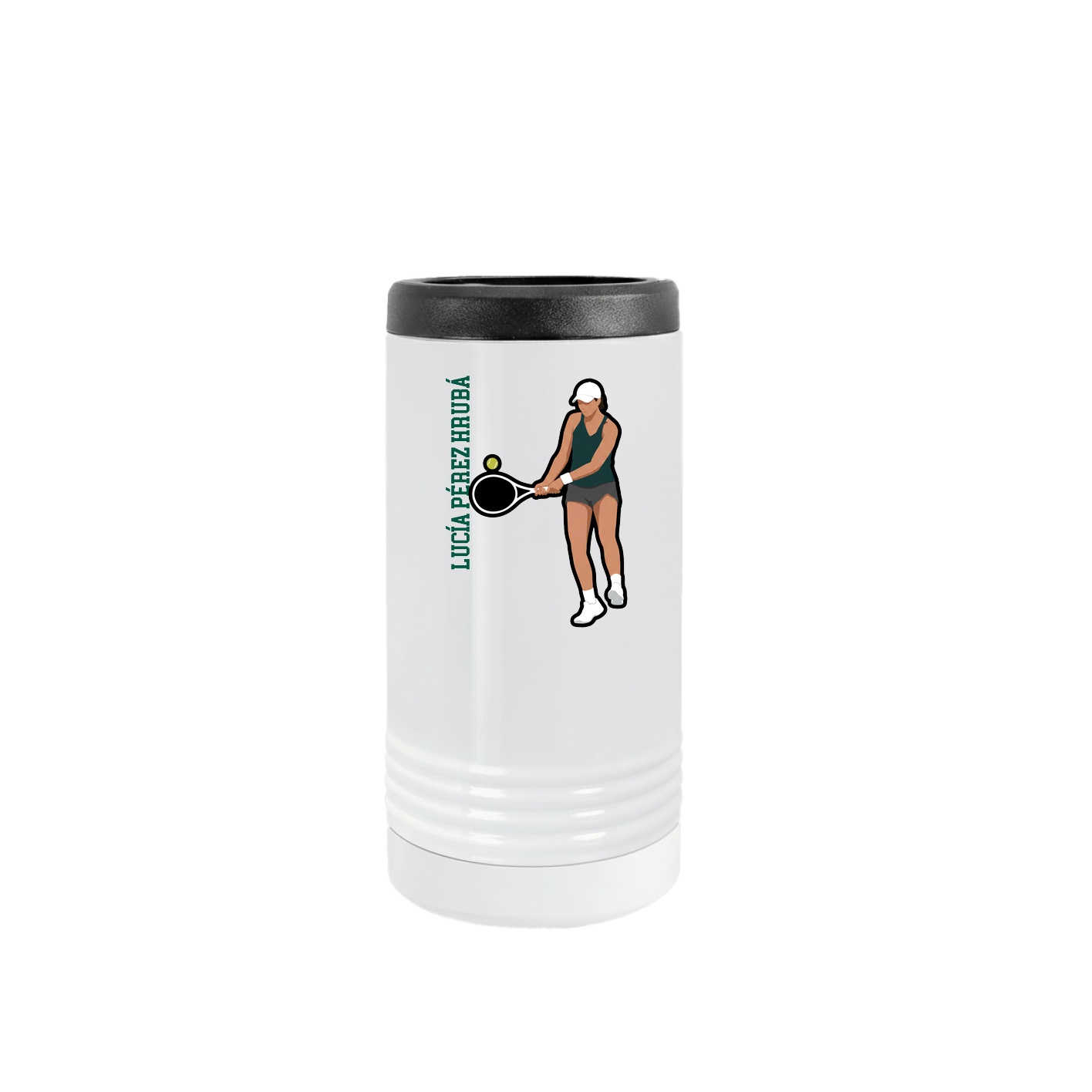 Slim Beverage Holder — Name Vertical in White