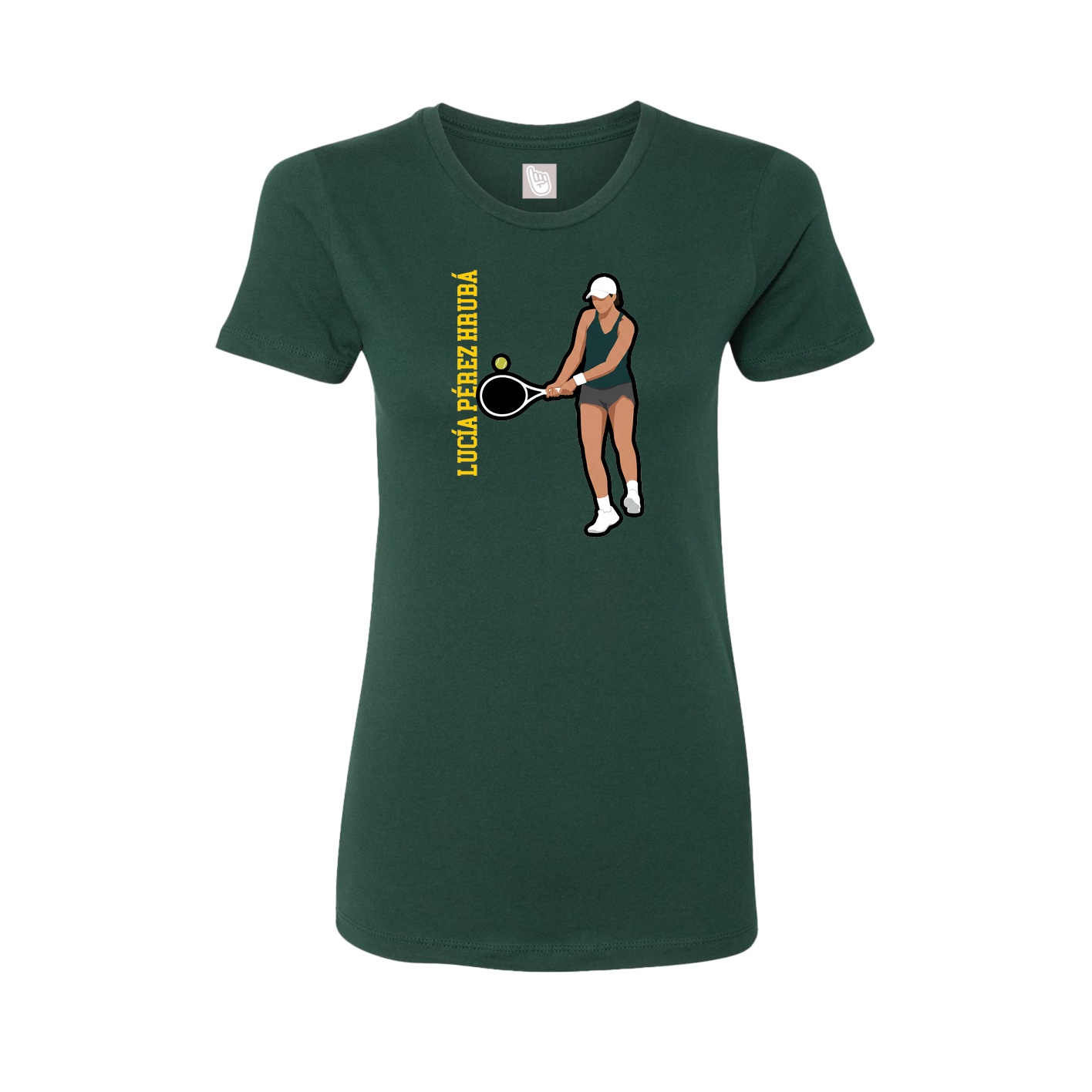 Womens Tee — Name Vertical in Green