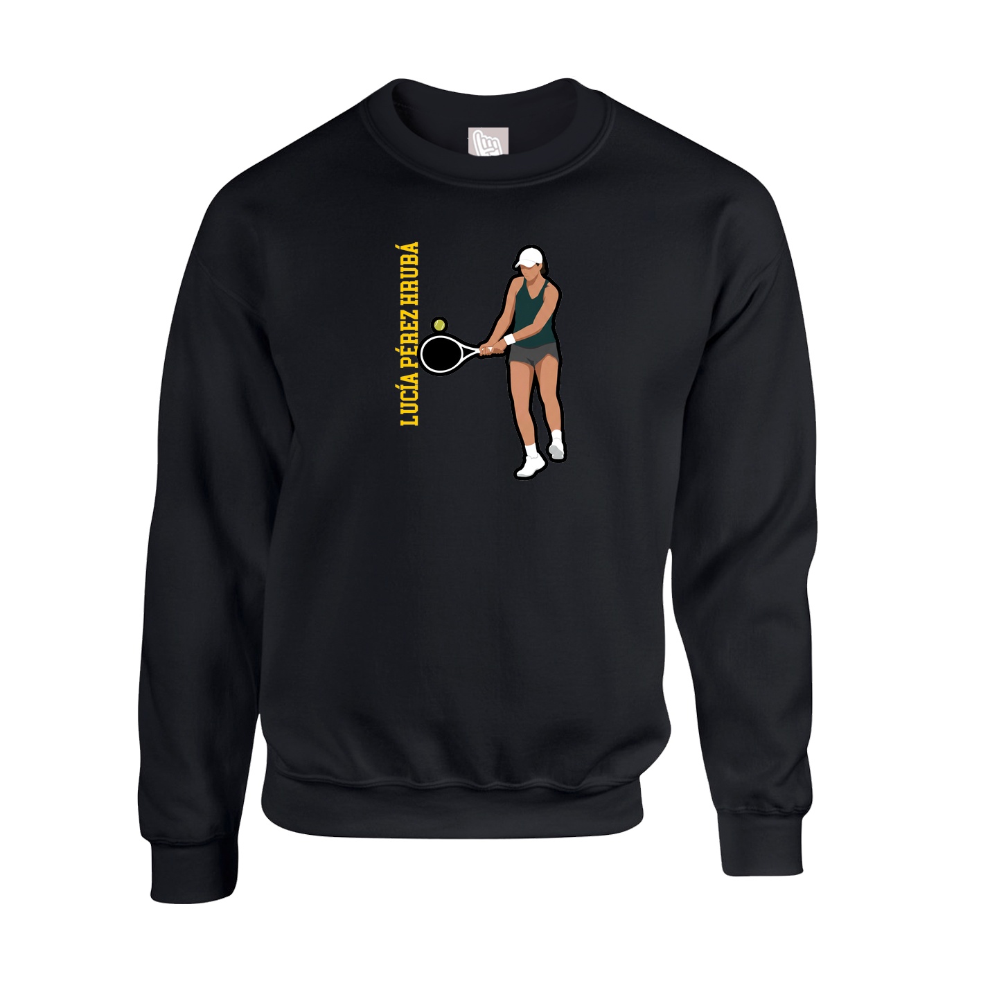 Fleece Crew — Name Vertical in Black