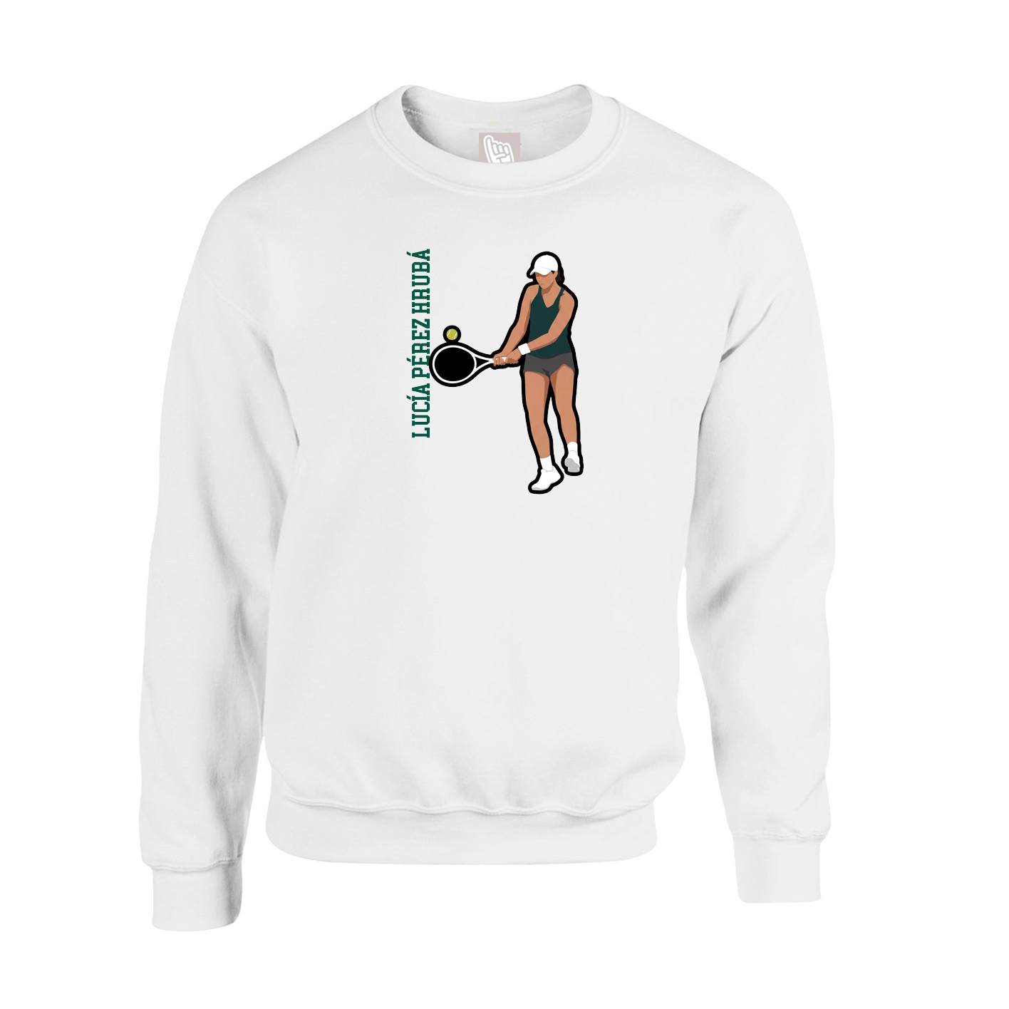 Fleece Crew — Name Vertical in White