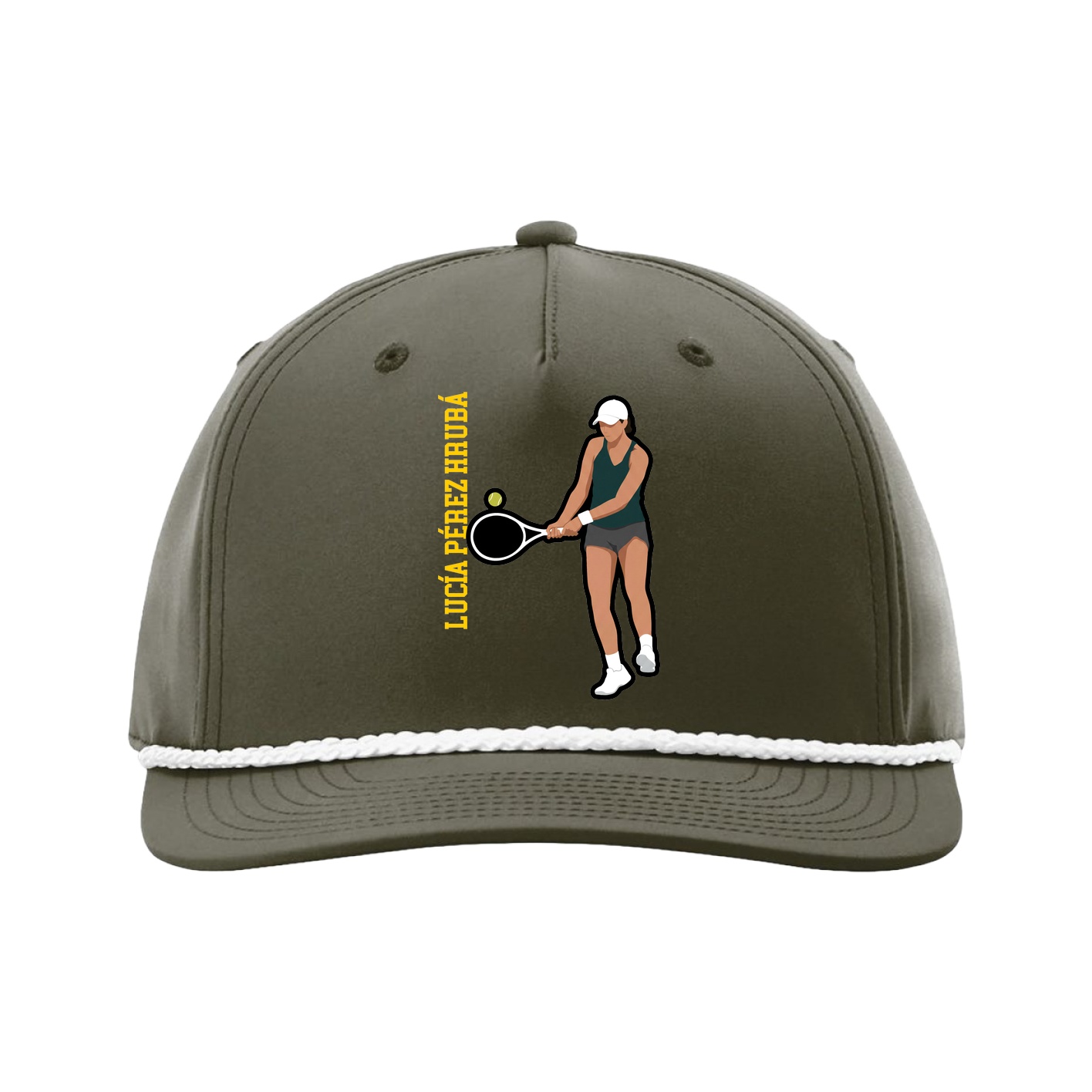 Five-Panel Classic Rope Cap — Name Vertical in Green