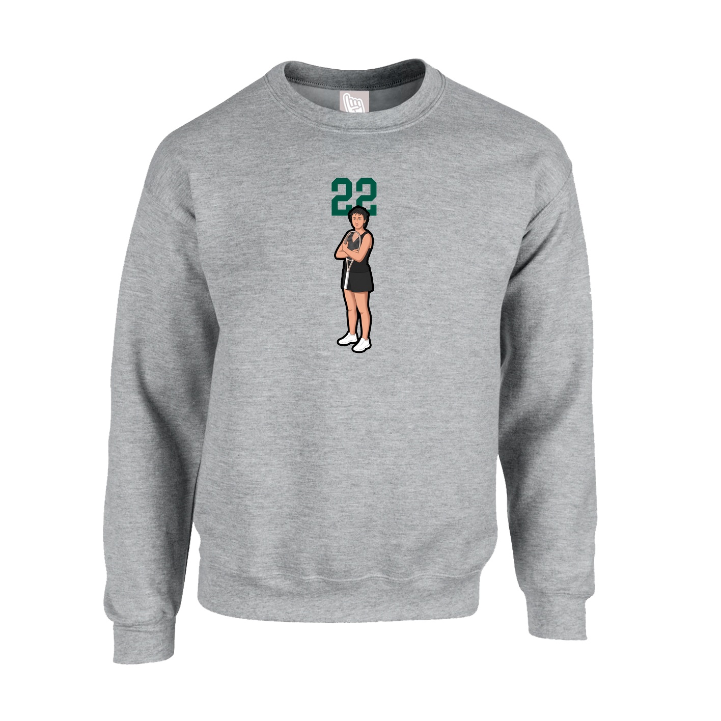 Fleece Crew — Number Top in Grey