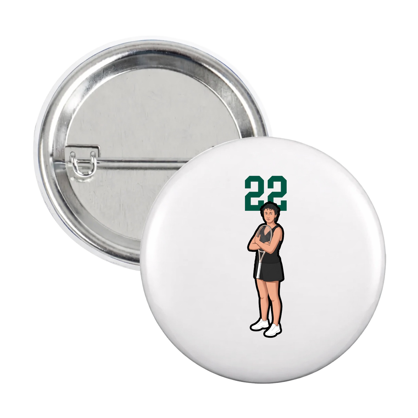Game Day Button — Number Top in White