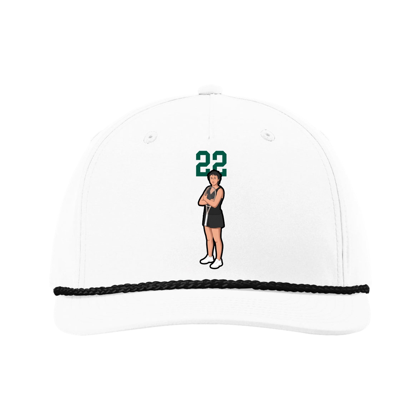 Five-Panel Classic Rope Cap — Number Top in White
