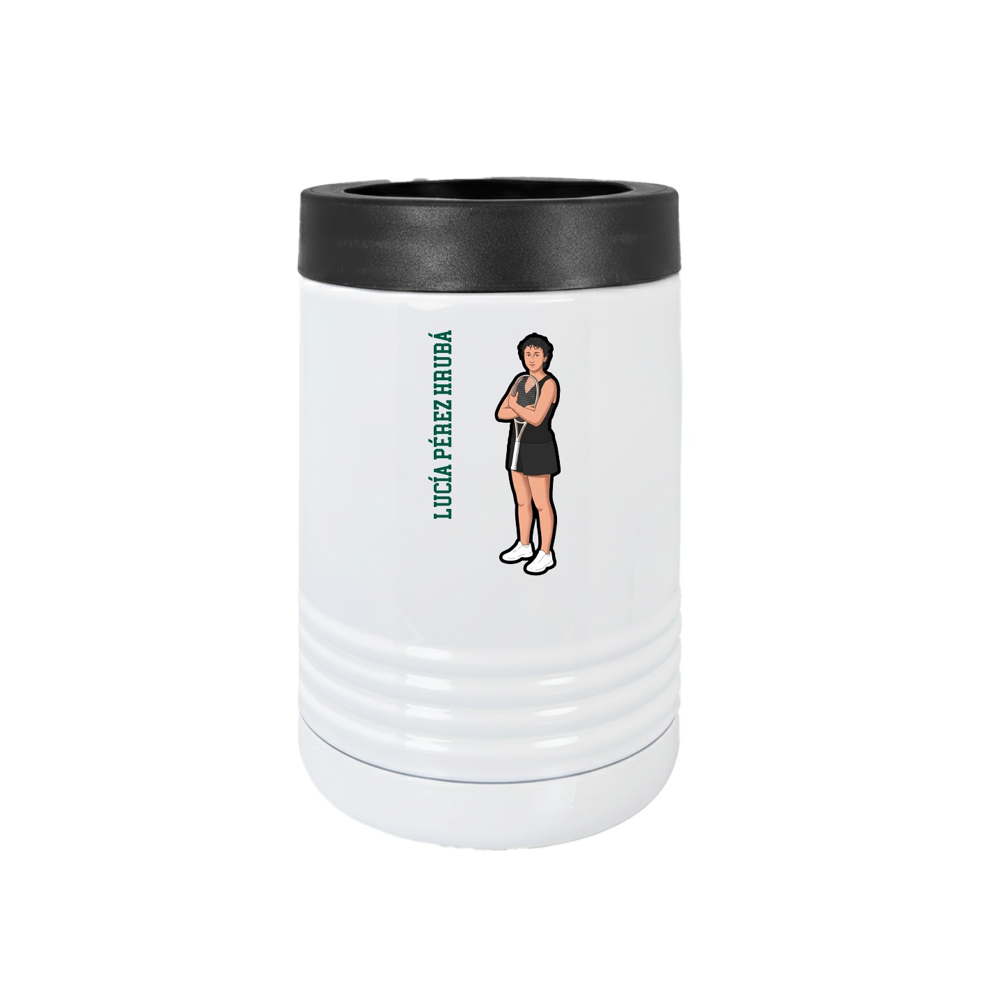 Beverage Holder — Name Vertical in White