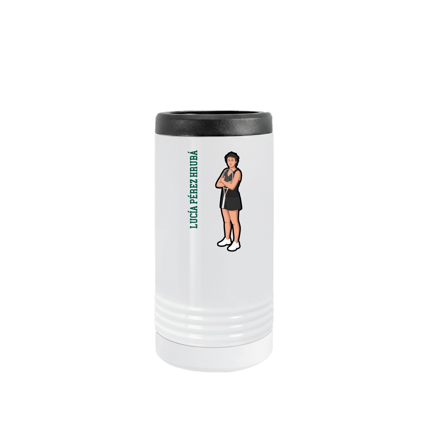 Slim Beverage Holder — Name Vertical in White