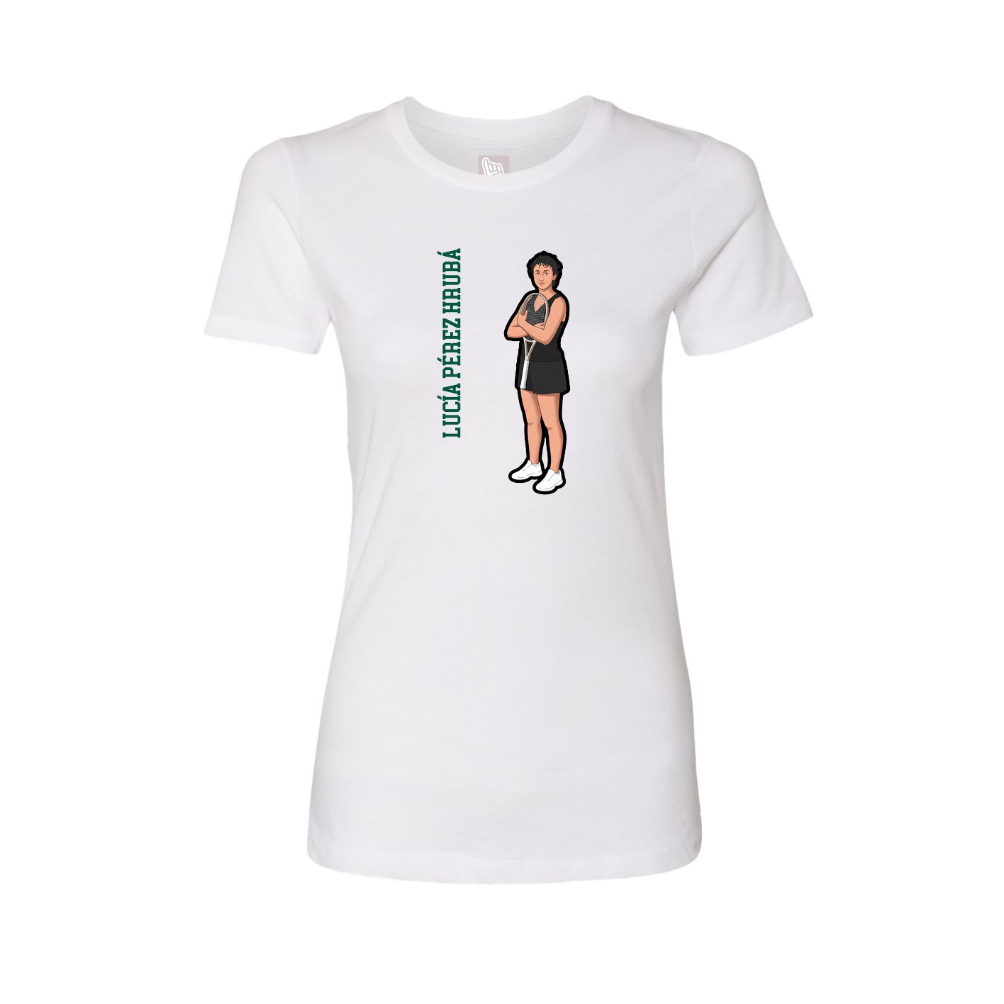 Womens Tee — Name Vertical in White